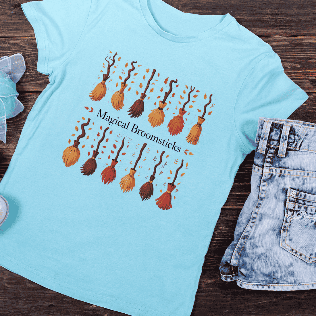 Magical Broomsticks T-Shirt Design preview image.