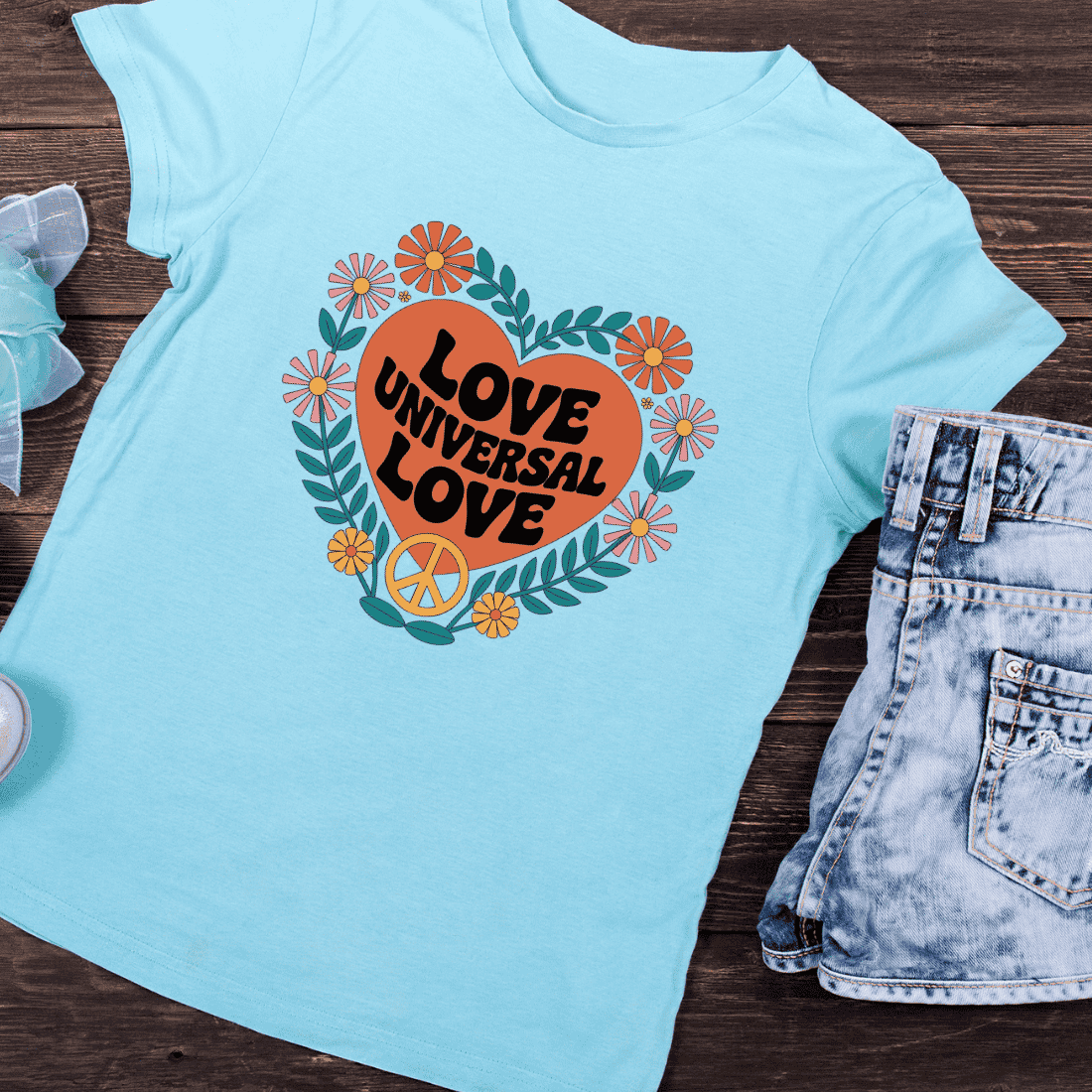 Love Retro Heart PNG T-Shirt Design preview image.