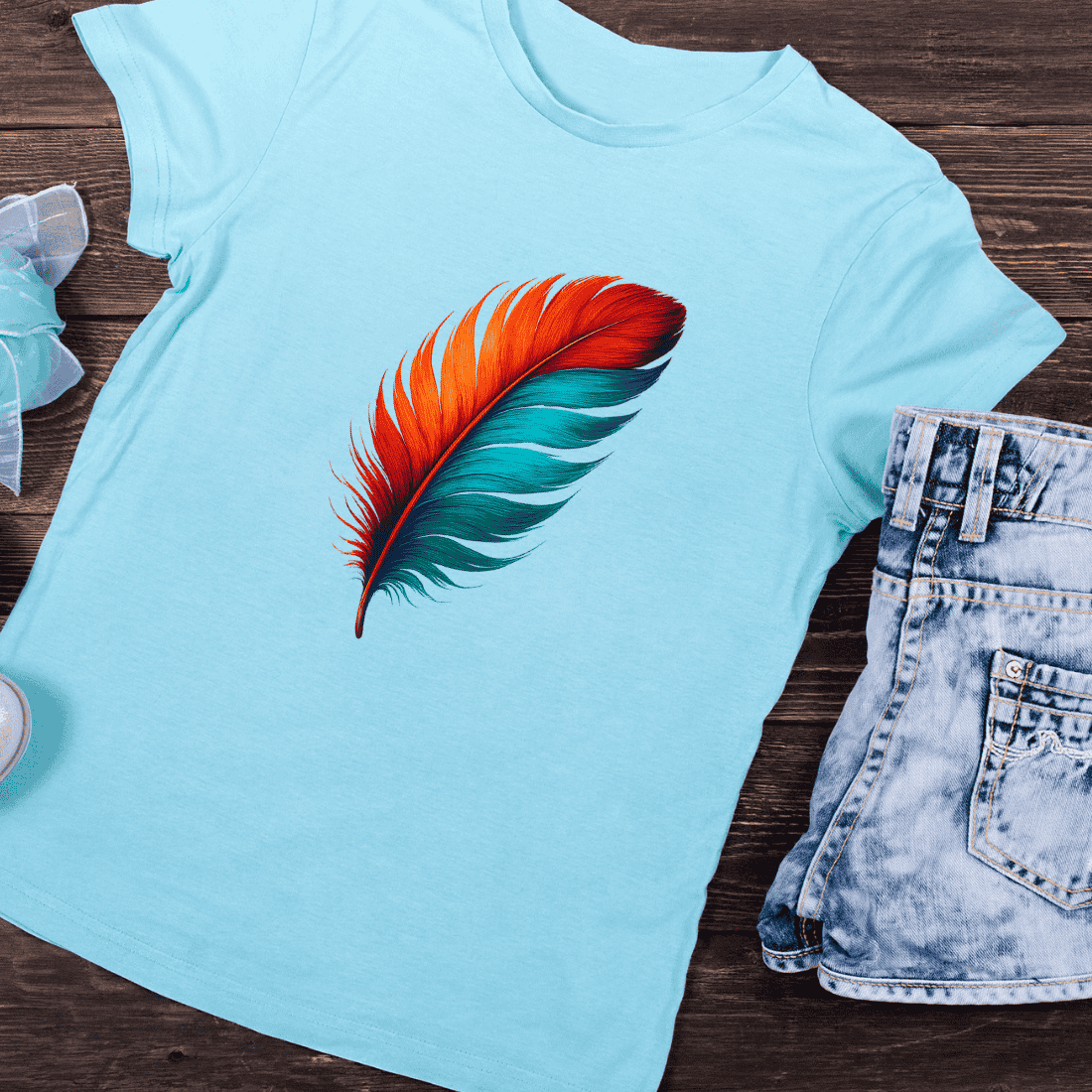 Artistic Natural Feather T-Shirt Design preview image.