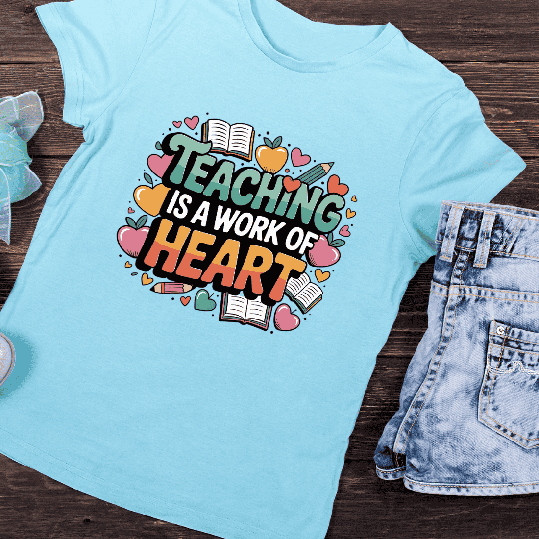Cute Cartoon Style Teacher Inspiration T-Shirt Design preview image.