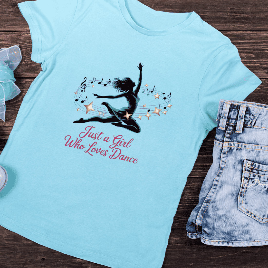 Girl Who Loves Dance Musical T-Shirt Design preview image.