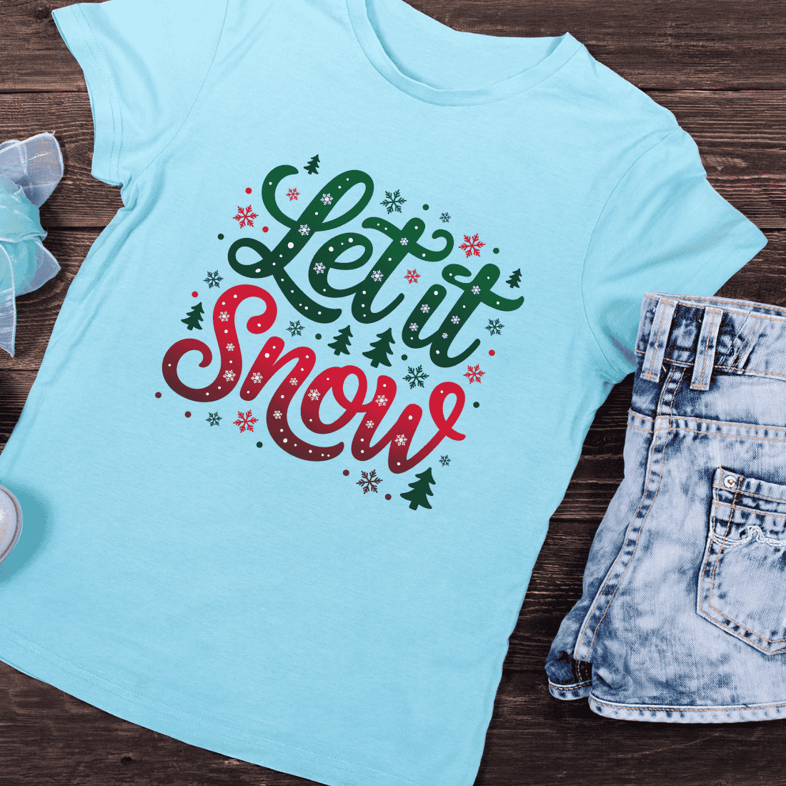Red Green Holiday Greeting T-Shirt Design preview image.