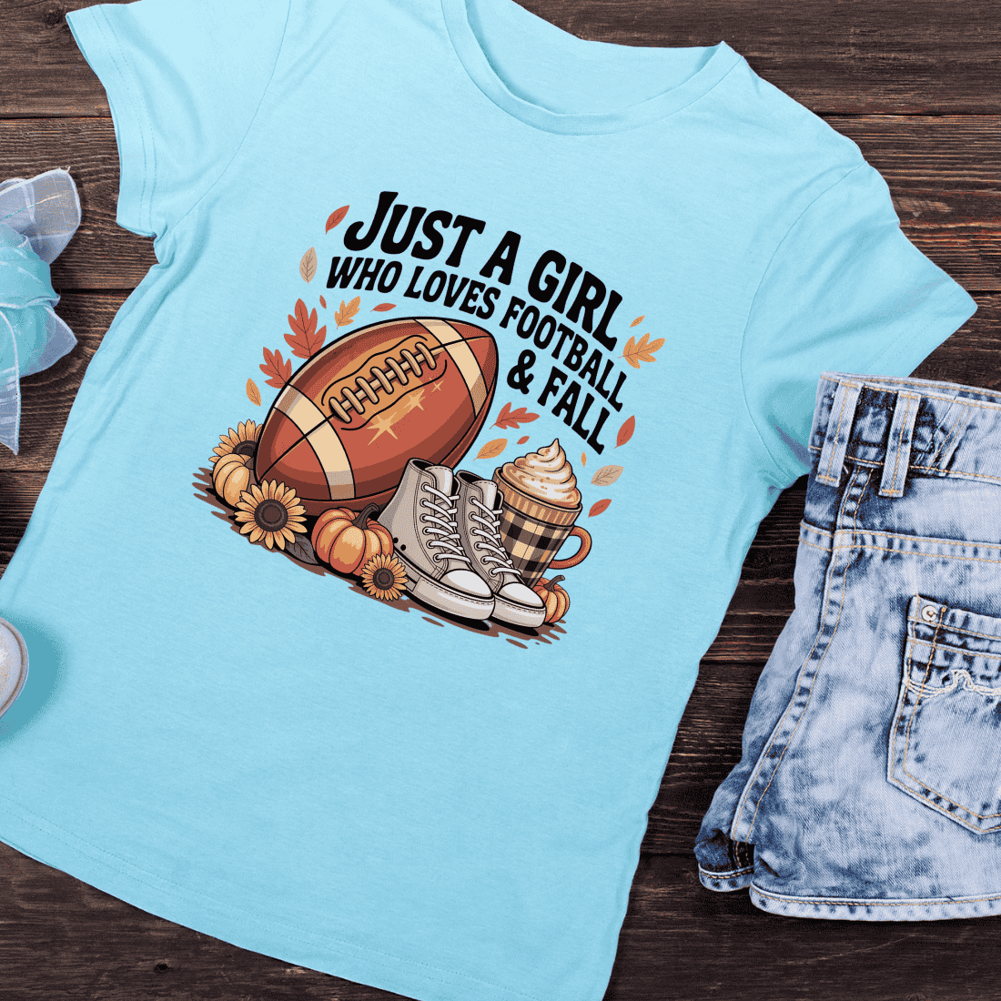 Football Pumpkin Sneakers Autumn T-Shirt Design preview image.