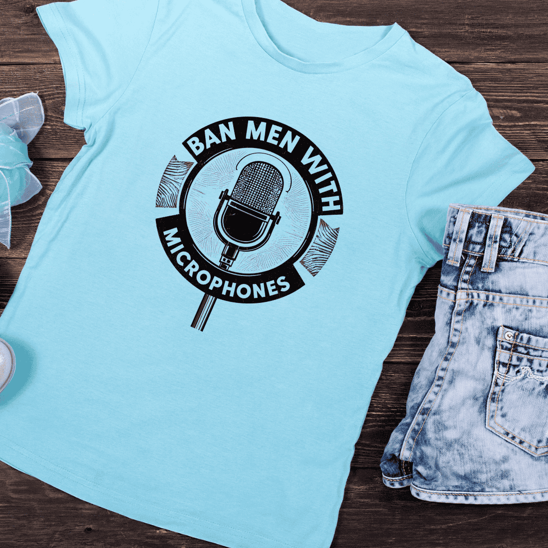 Retro Microphone Ban Men T-Shirt Design preview image.