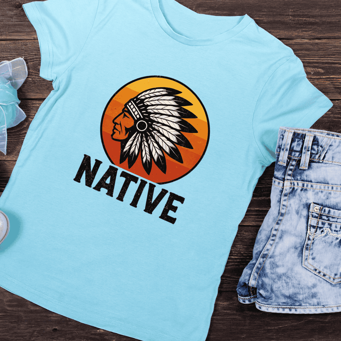 Cultural Native American T-Shirt Design preview image.