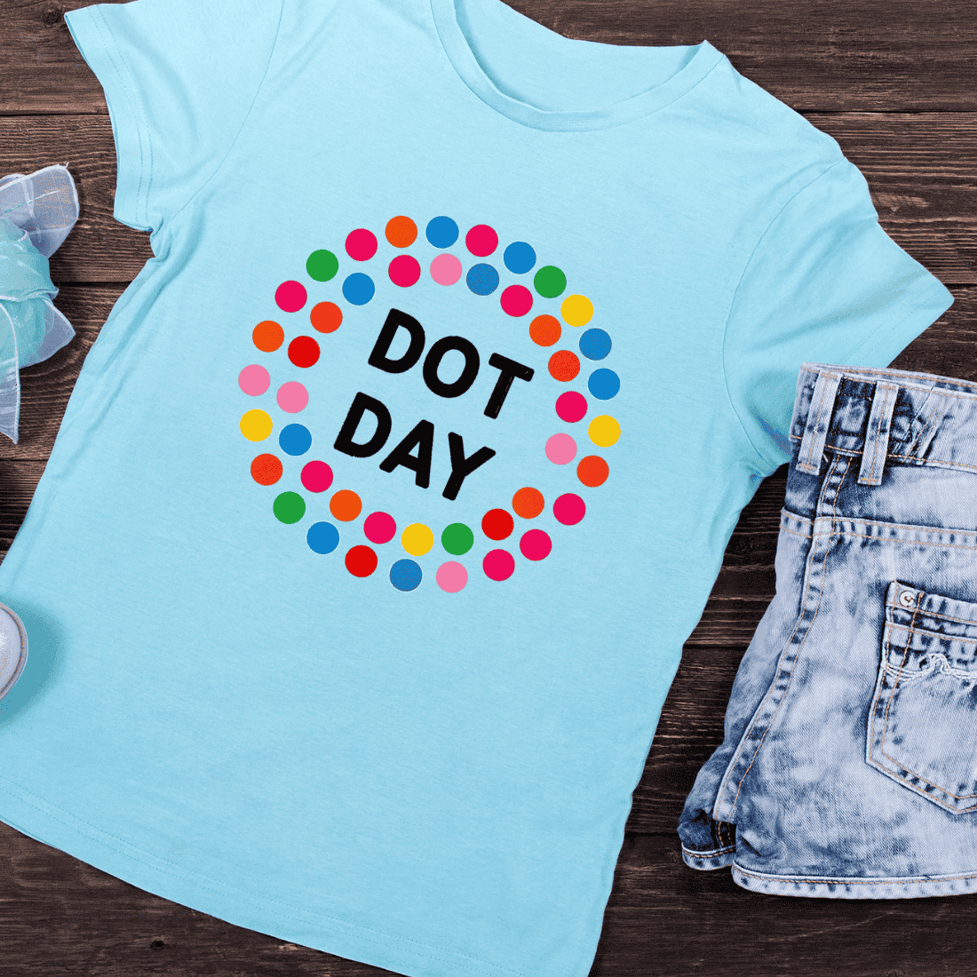 Bright Circles Dot Day T-Shirt Design preview image.