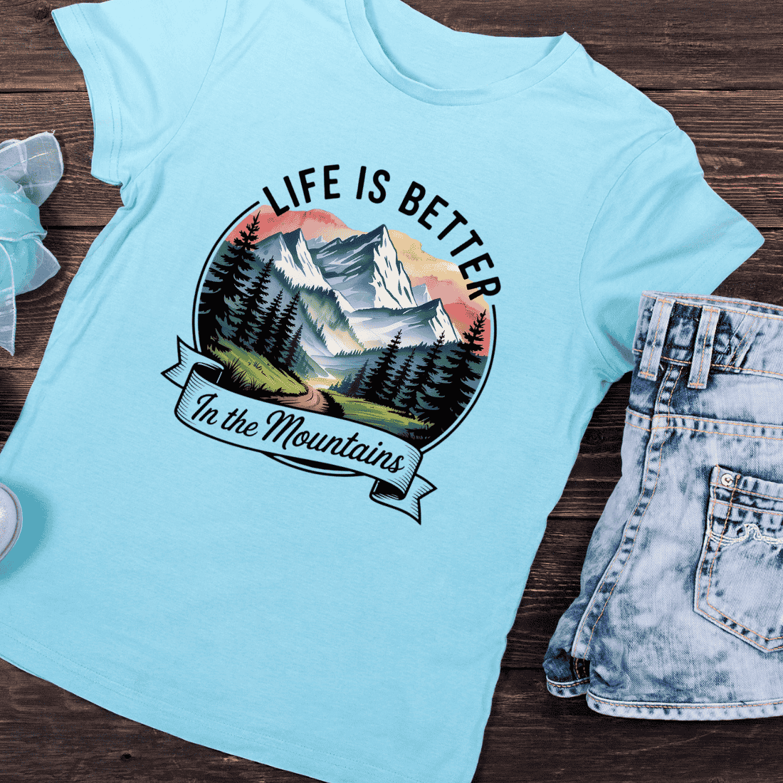 Outdoor Adventure T-Shirt Design preview image.