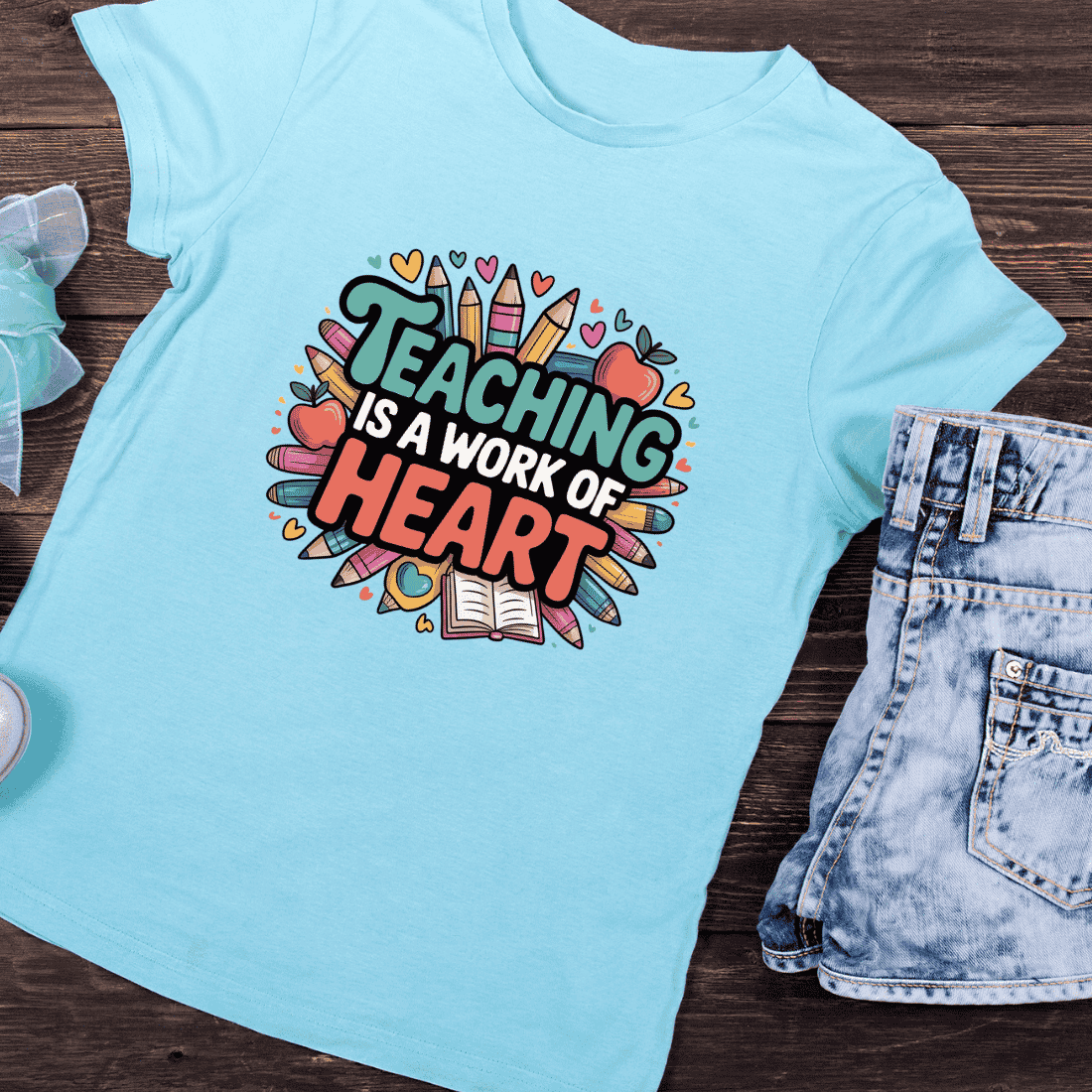 Love for Teaching Motivational Quote T-Shirt Design preview image.