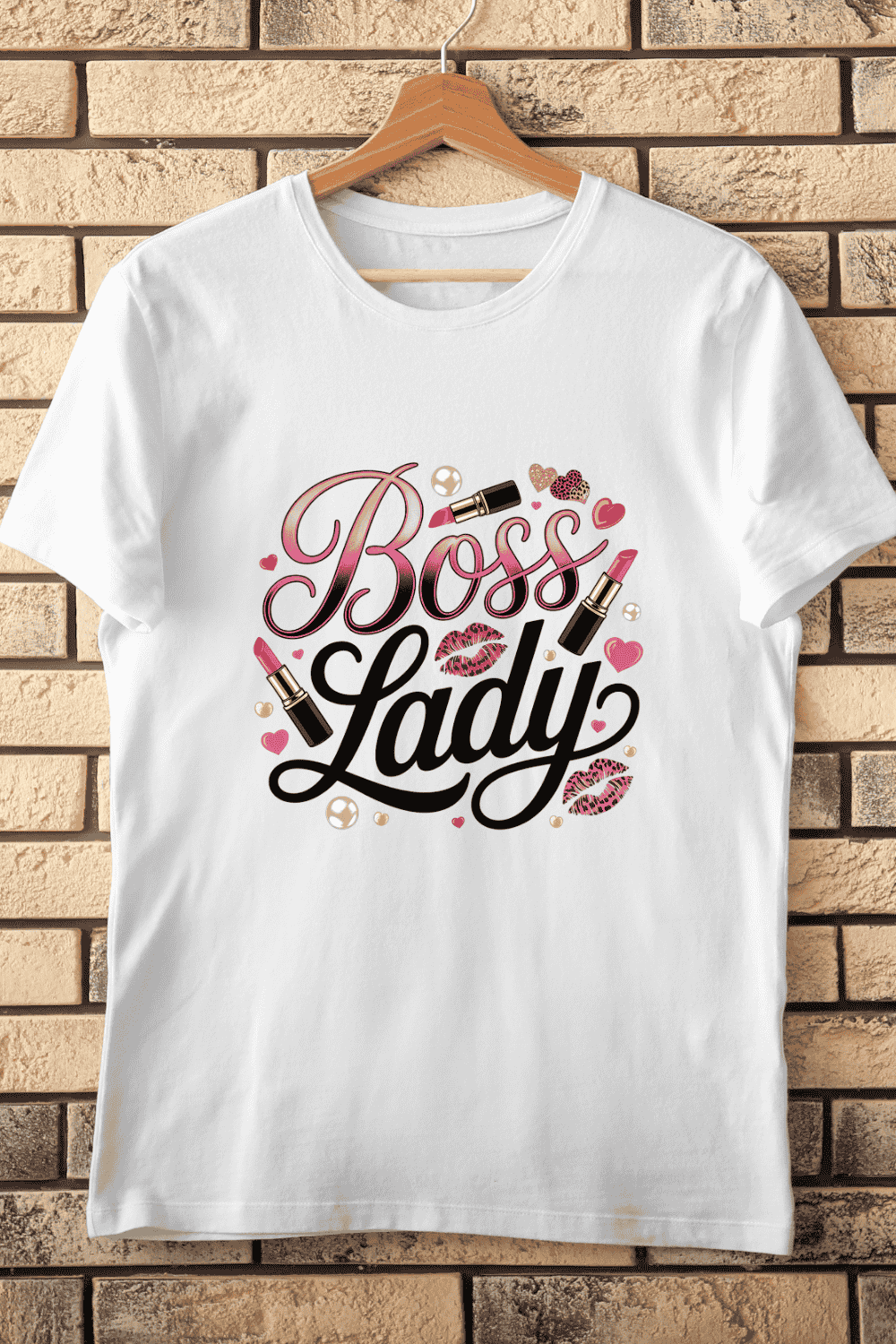 Empowering Woman Lipstick T-Shirt Design pinterest preview image.