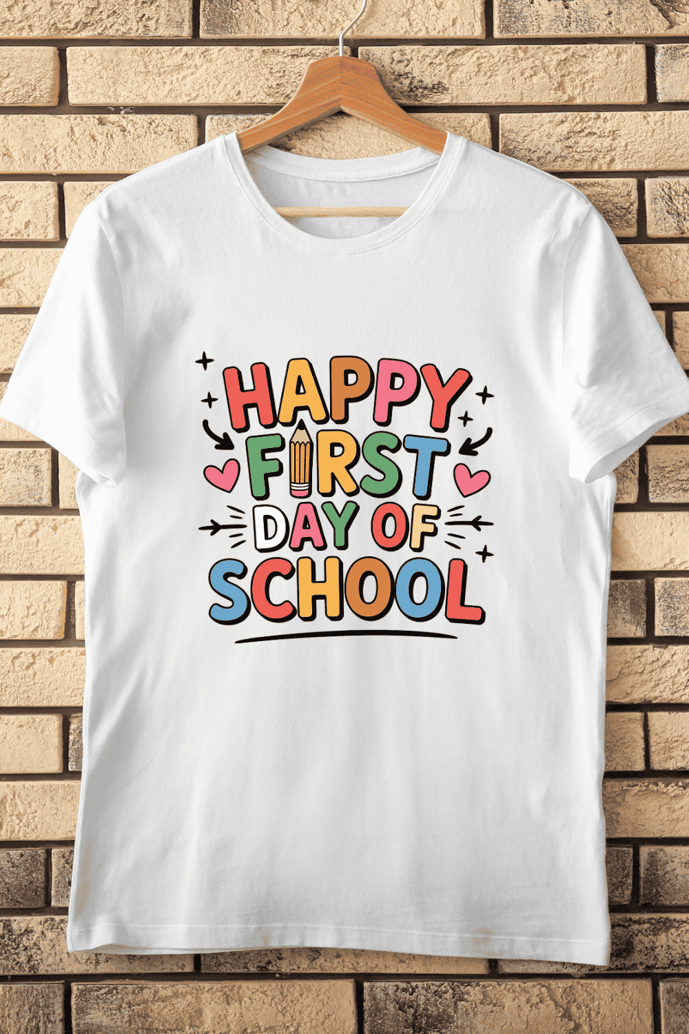 First Day of School Celebration T-Shirt Design pinterest preview image.