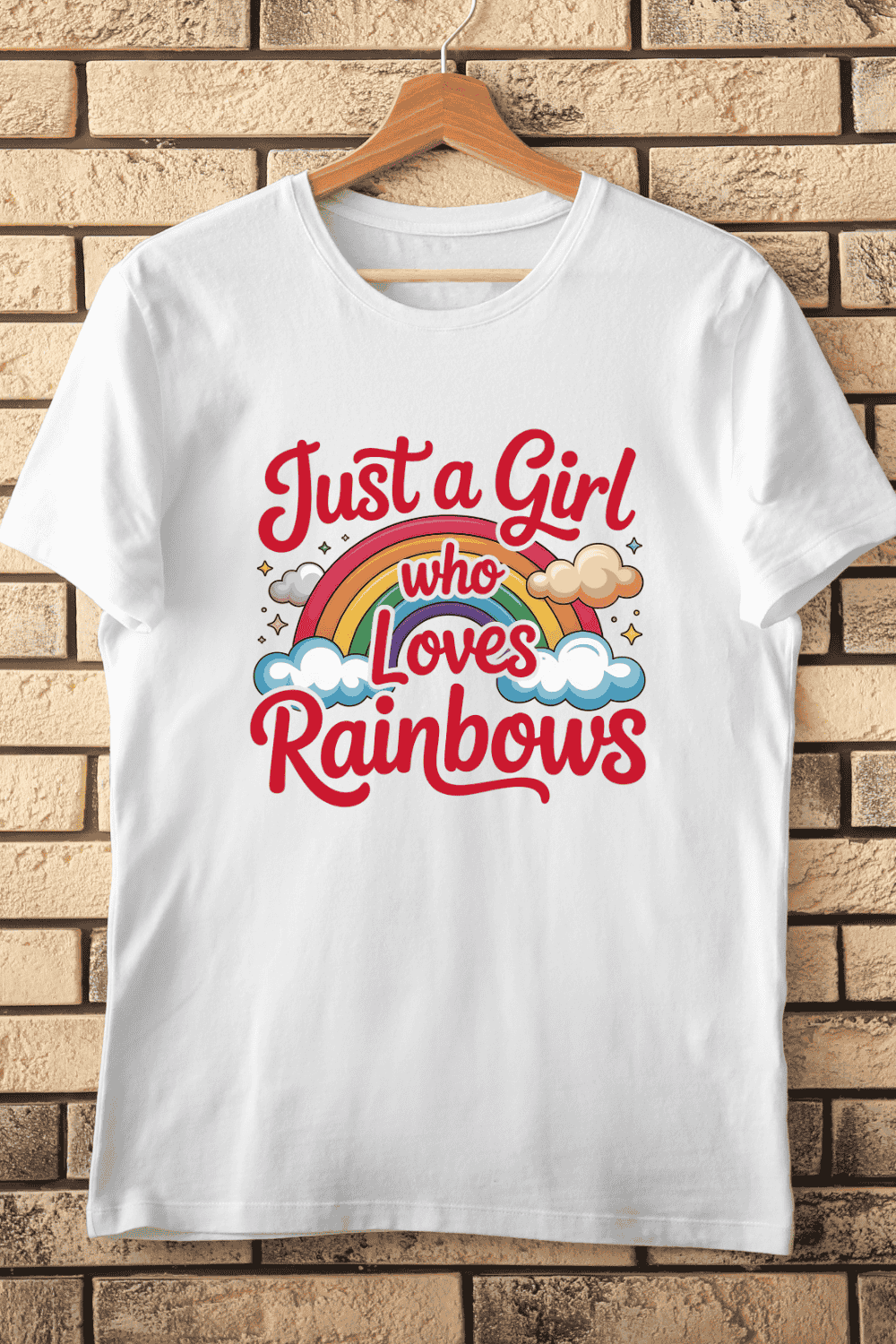 Cute Rainbow Girl PNG T-Shirt Design pinterest preview image.