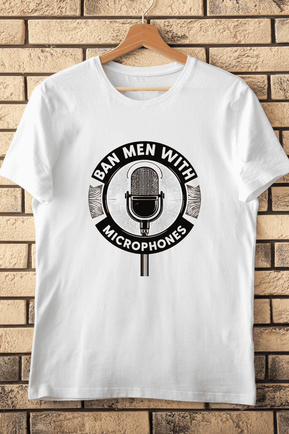 Retro Microphone Ban Men T-Shirt Design pinterest preview image.