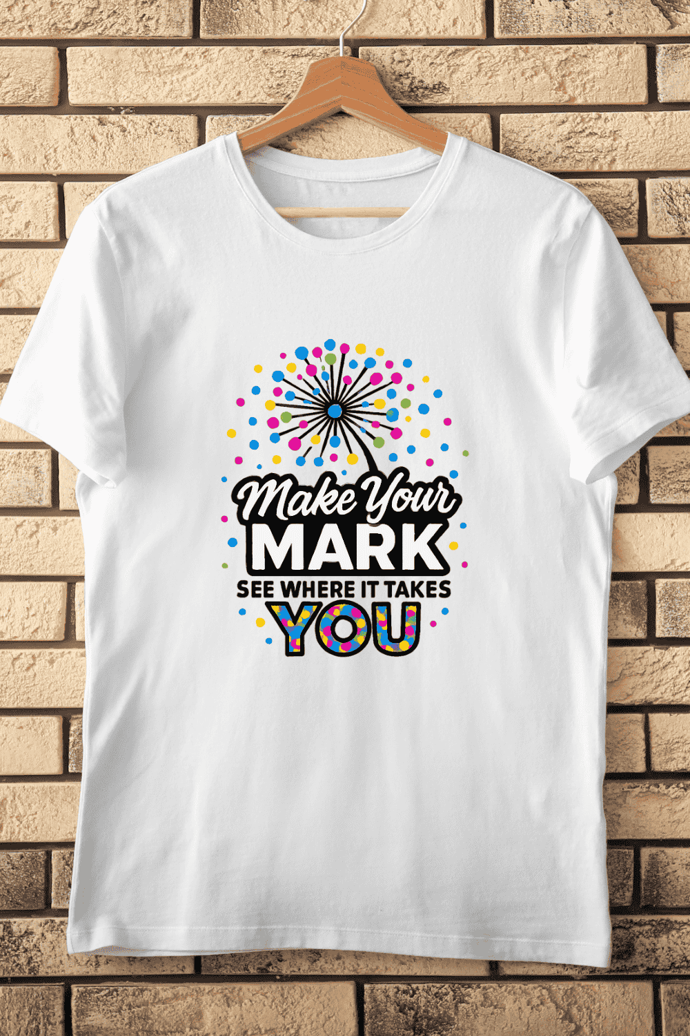 Abstract Dots Motivational Typography T-Shirt Design pinterest preview image.