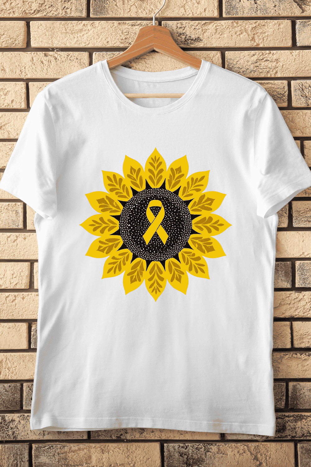 Childhood Cancer Awareness Sunflower T-Shirt Design pinterest preview image.
