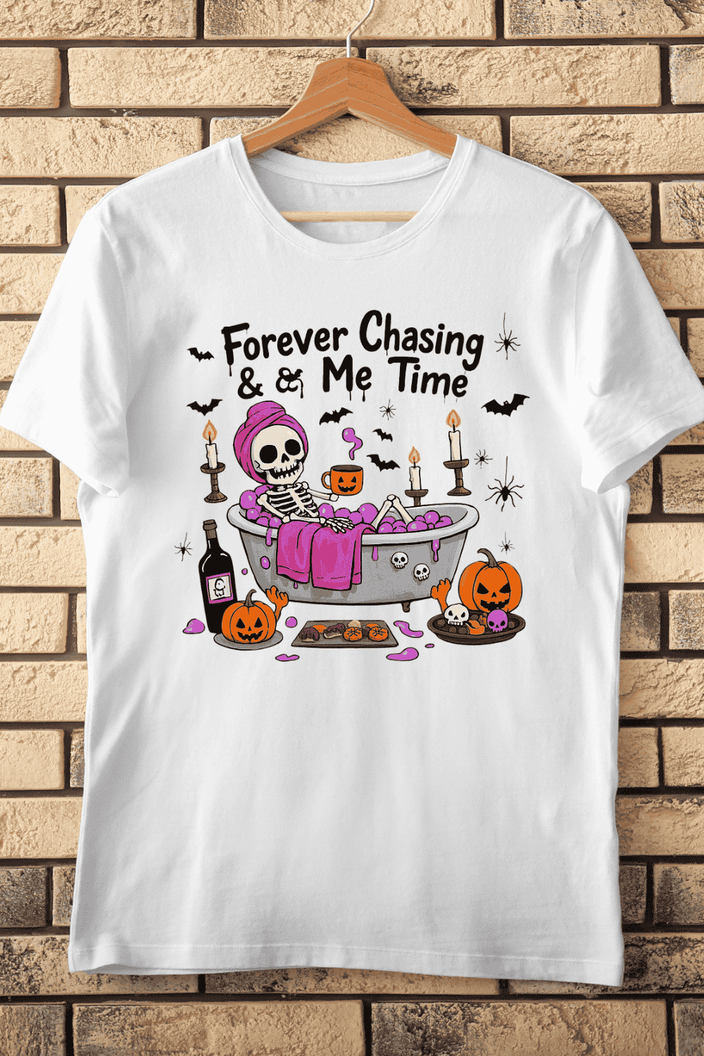 Skeleton Self-Care T-Shirt Design pinterest preview image.