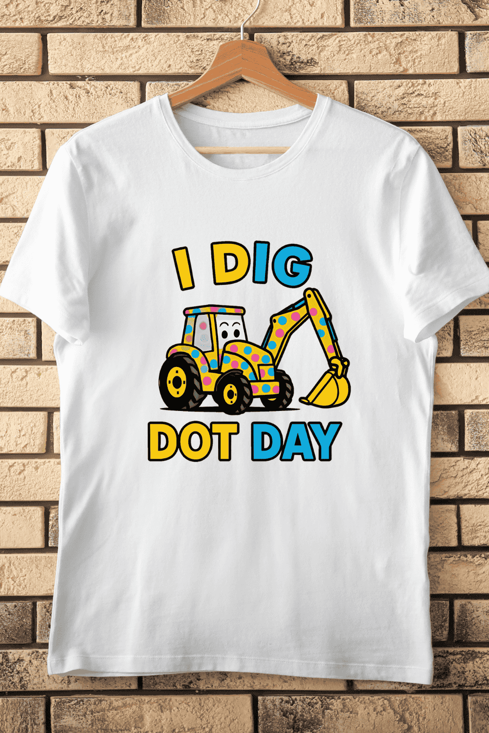 Cute Dotted Excavator I Dig Dot Day T-Shirt Design pinterest preview image.