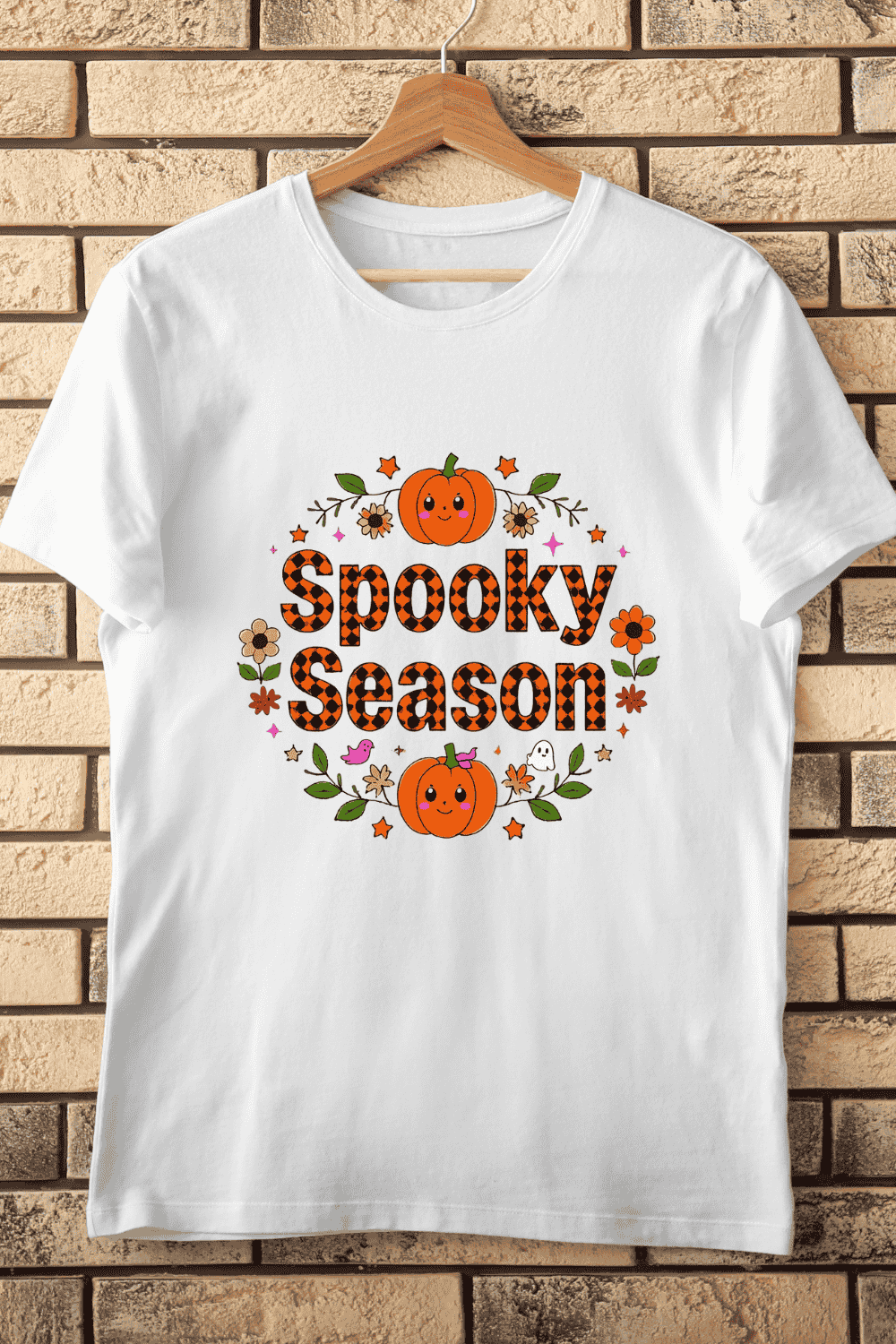 Autumn Spooky Season T-Shirt Design pinterest preview image.