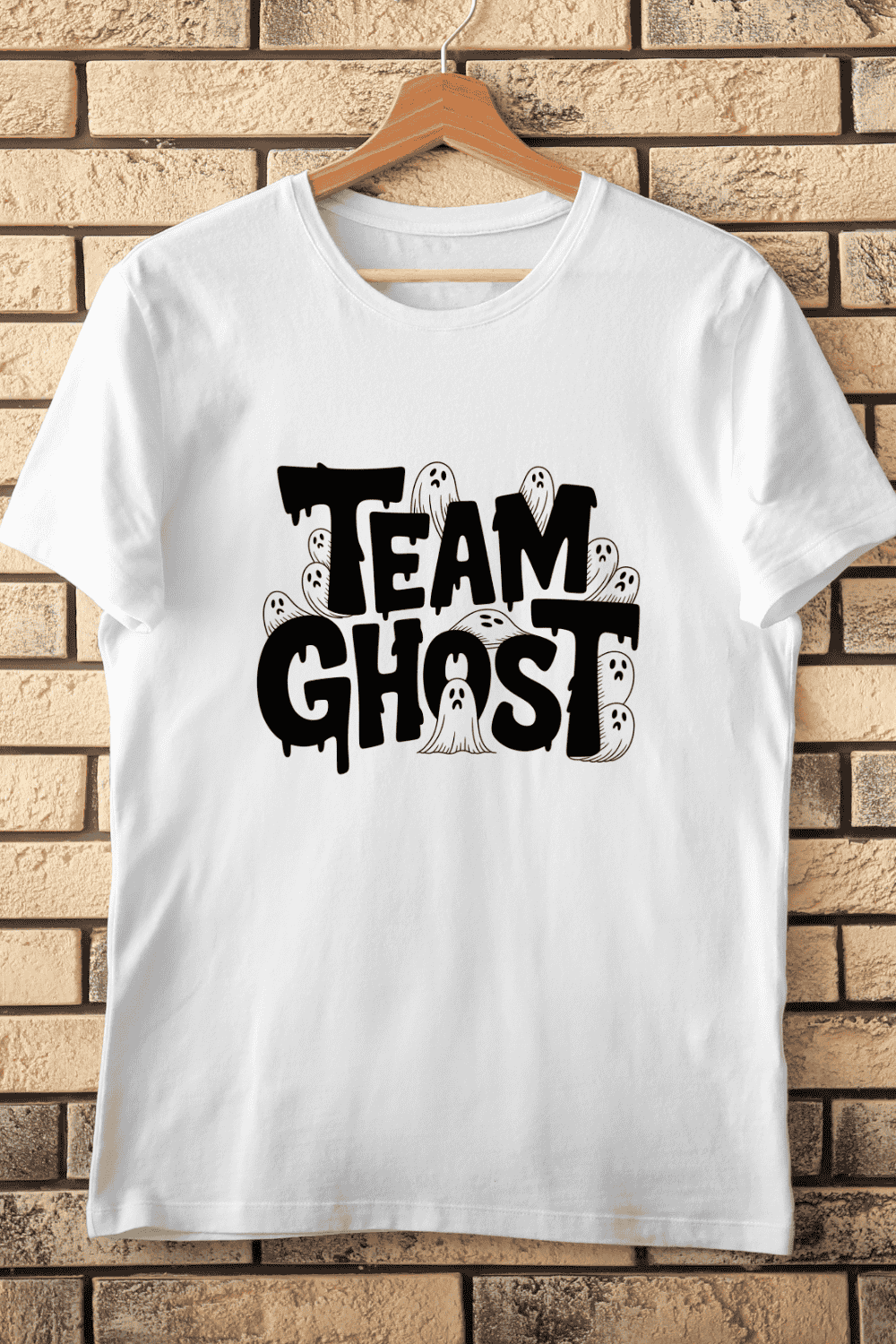 Black and White Haunted T-Shirt Design pinterest preview image.