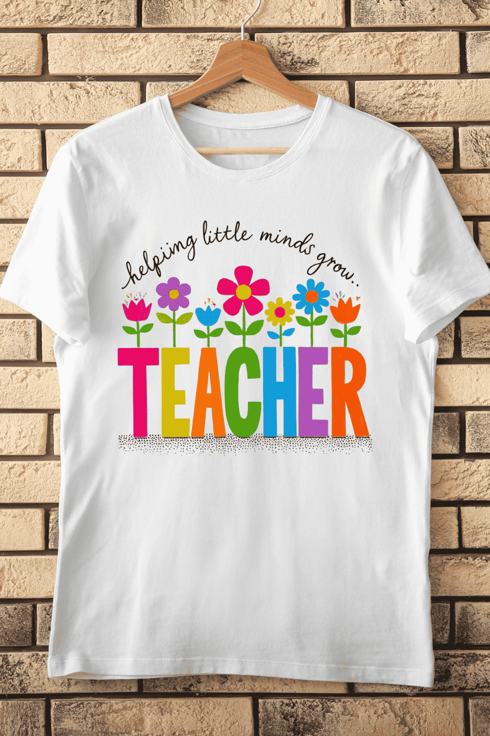 Teacher Appreciation with Flowers T-Shirt Design pinterest preview image.