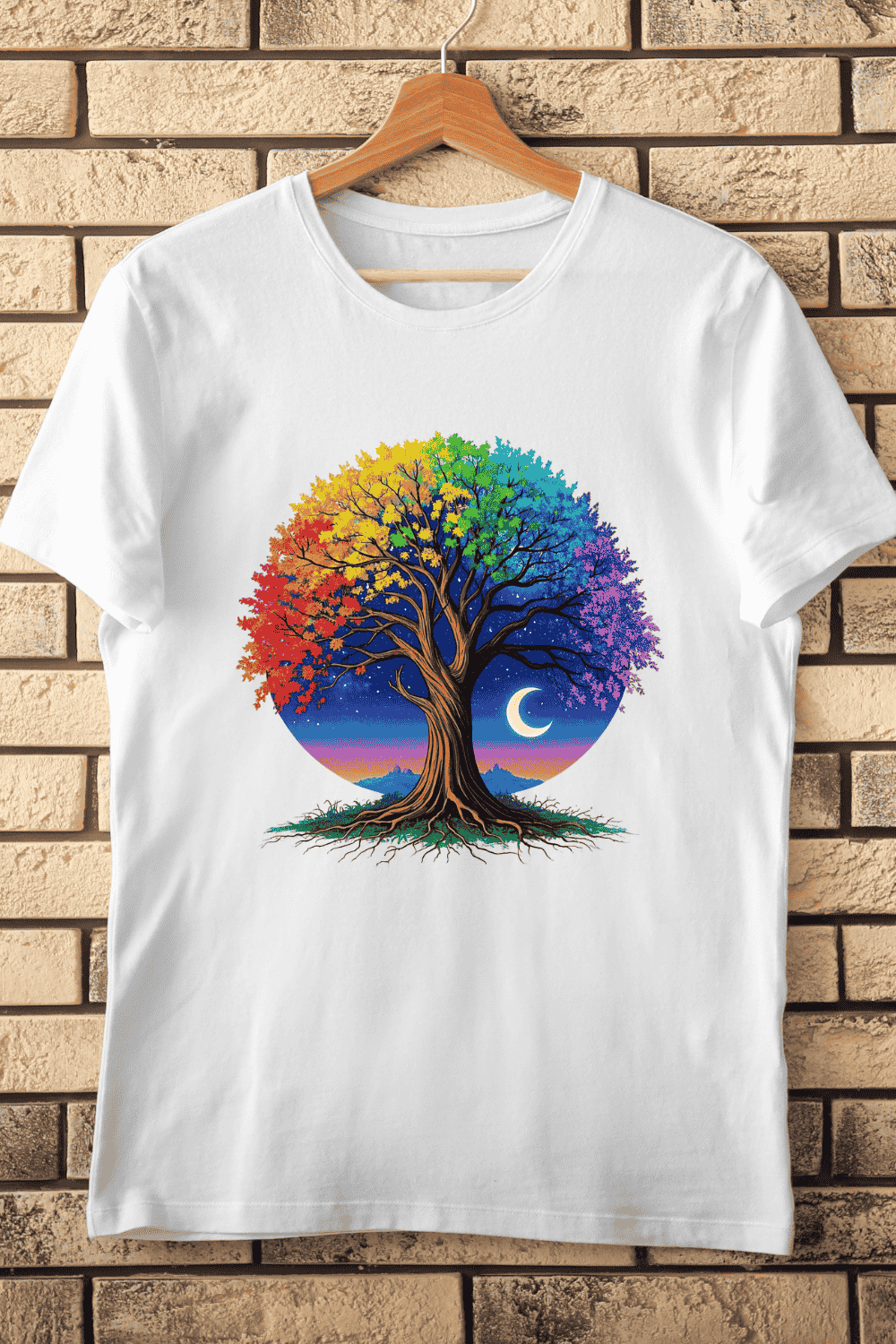 Vibrant Nature Tree of Life T-Shirt Design pinterest preview image.