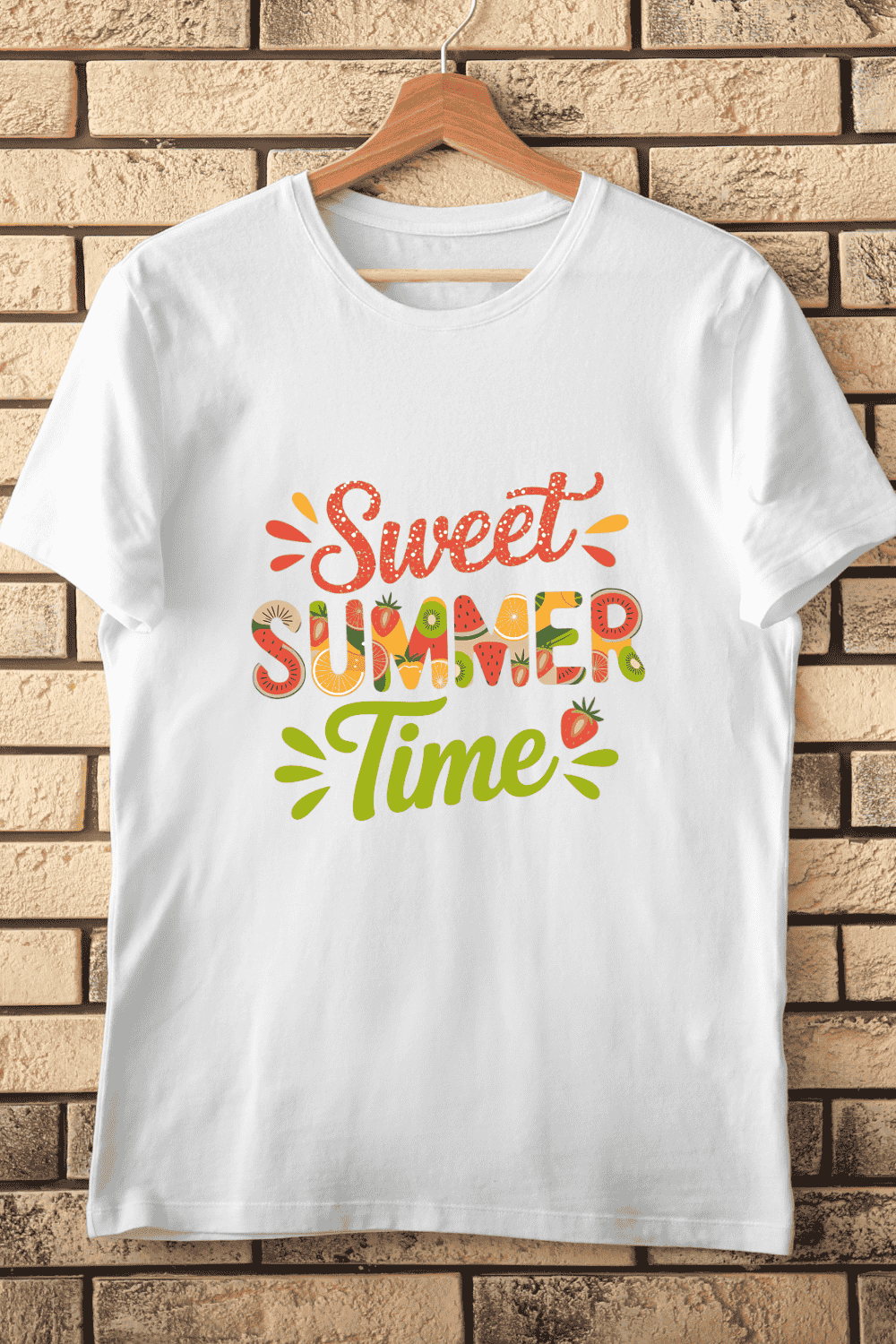 Tropical Fruit Lettering for Summer Holiday T-Shirt Design pinterest preview image.