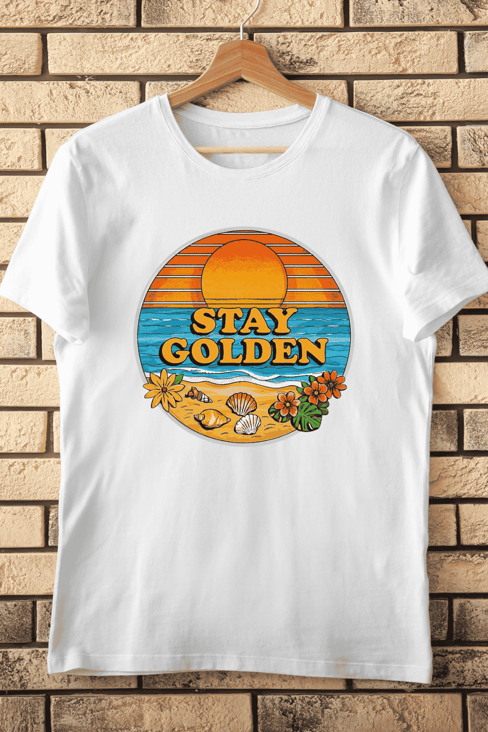 Stay Golden Summer Vibes T-Shirt Design pinterest preview image.