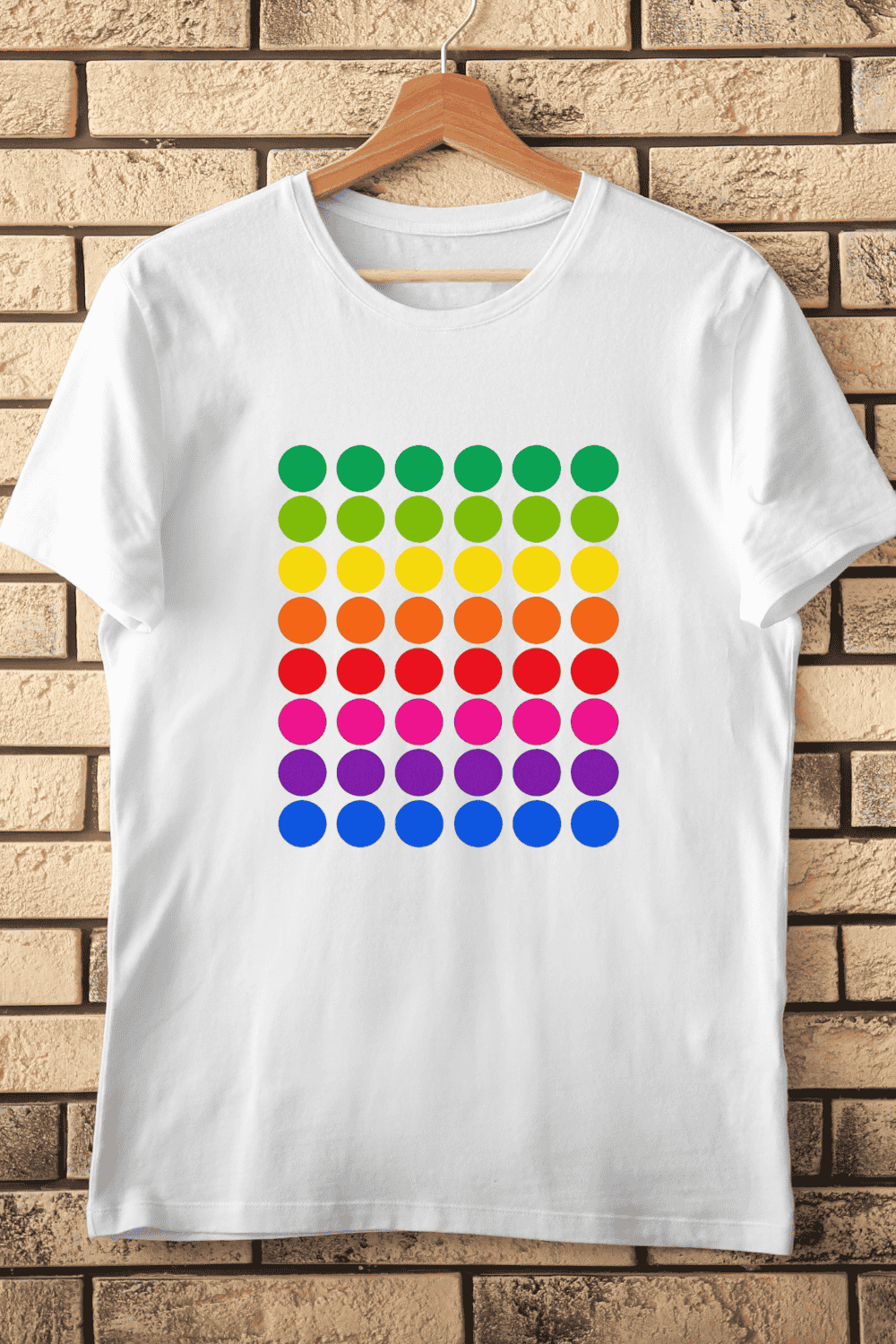 Bright Dots Seamless Pattern T-Shirt Design pinterest preview image.
