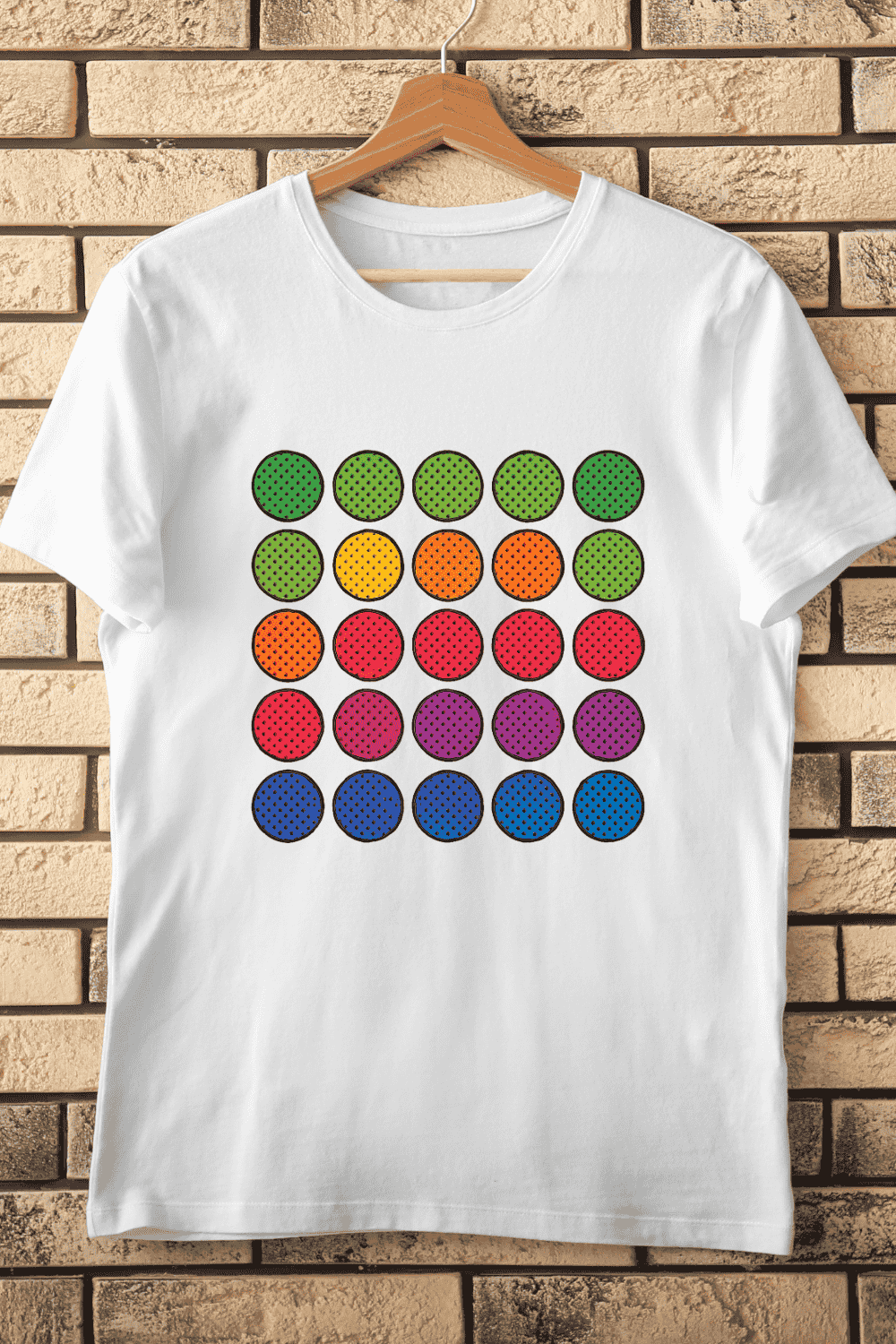 Vibrant Circles T-Shirt Design pinterest preview image.