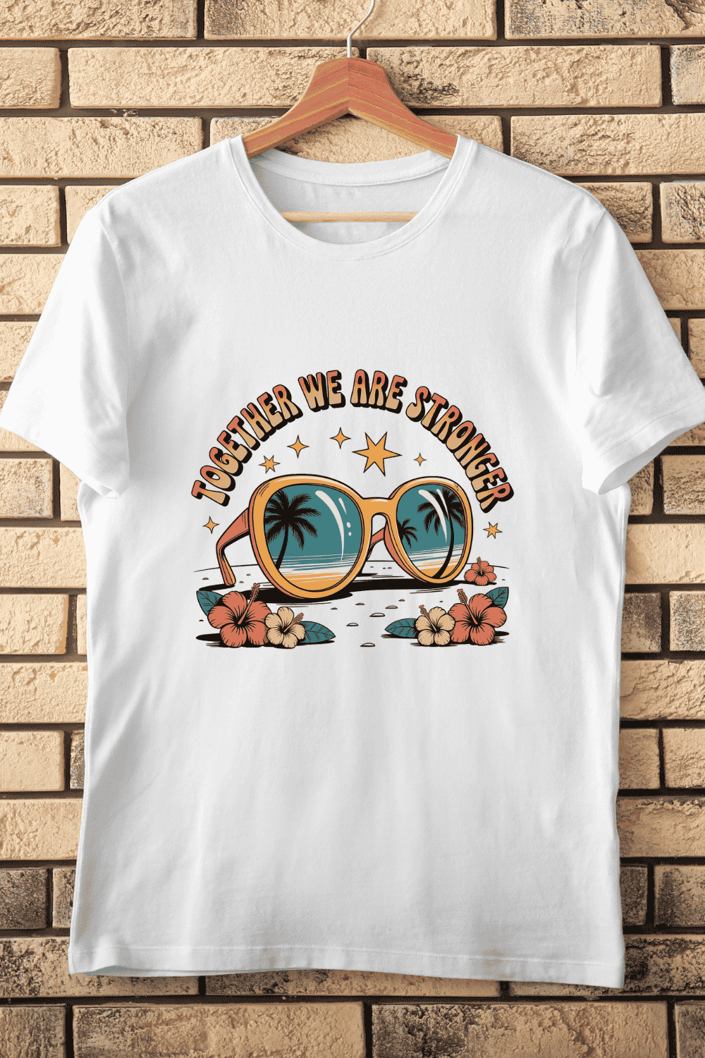 Together We Are Stronger Summer T-Shirt Design pinterest preview image.