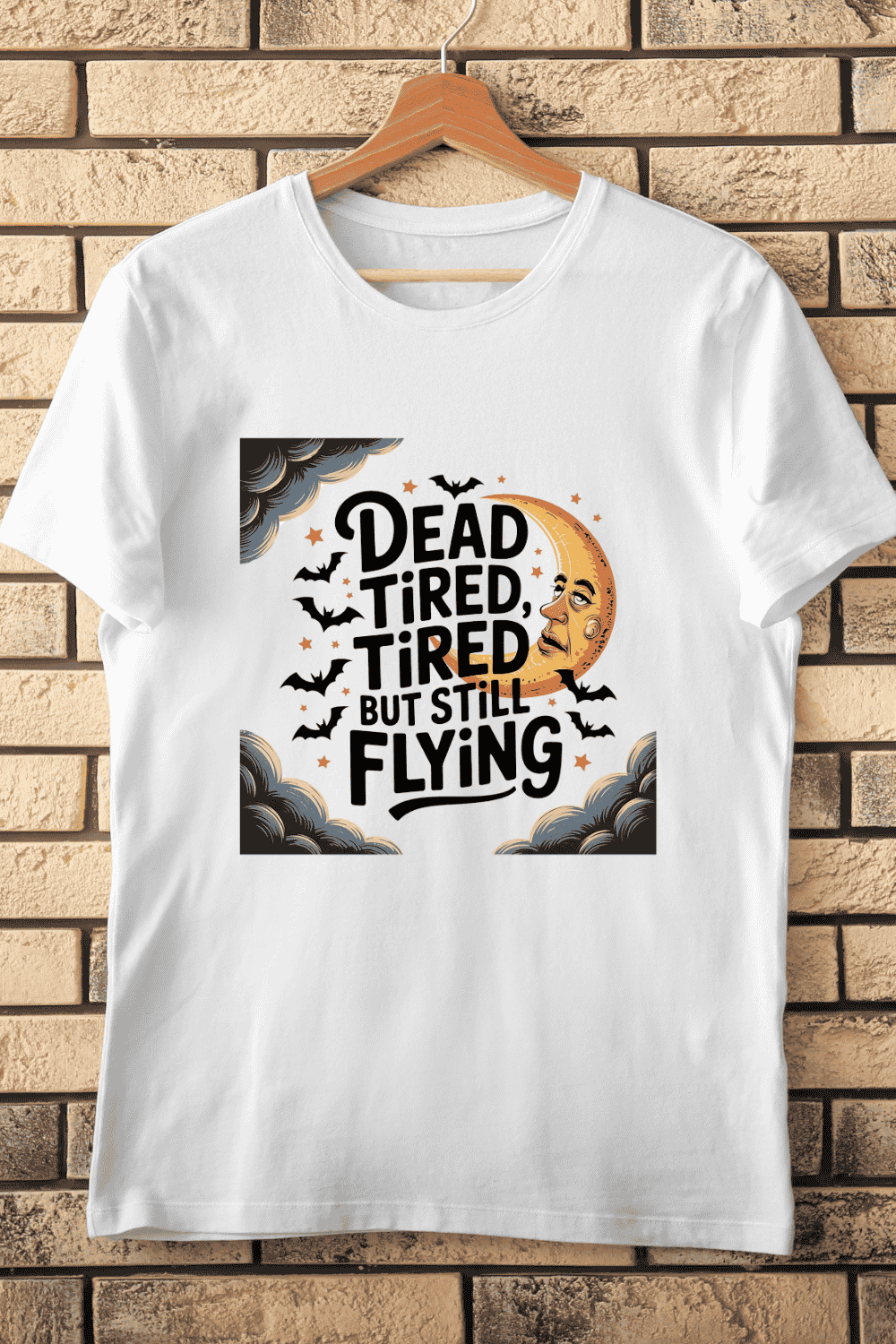 October Bat Theme Humor T-Shirt Design pinterest preview image.
