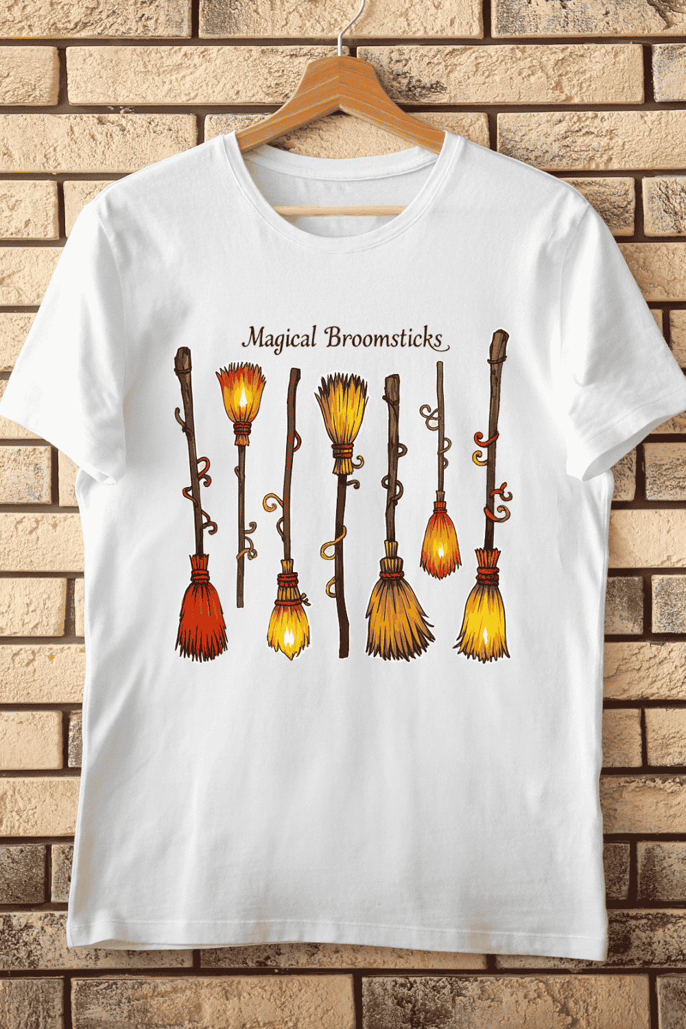 Spooky Season Magical Broomstick T-Shirt Design pinterest preview image.