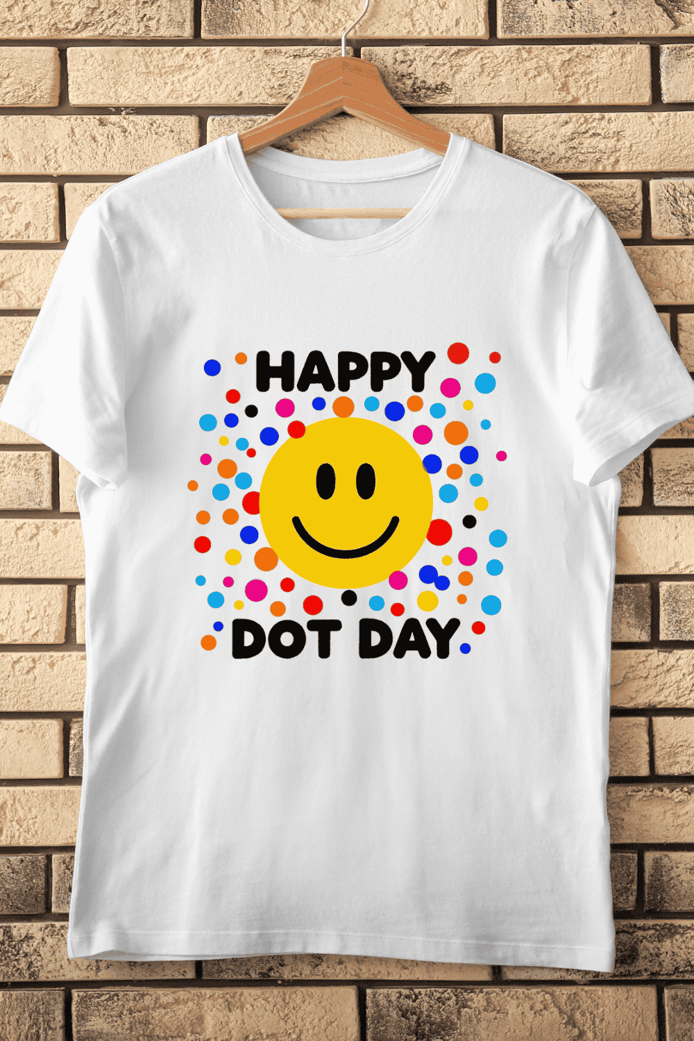 Colorful Dot Day Fun T-Shirt Design pinterest preview image.