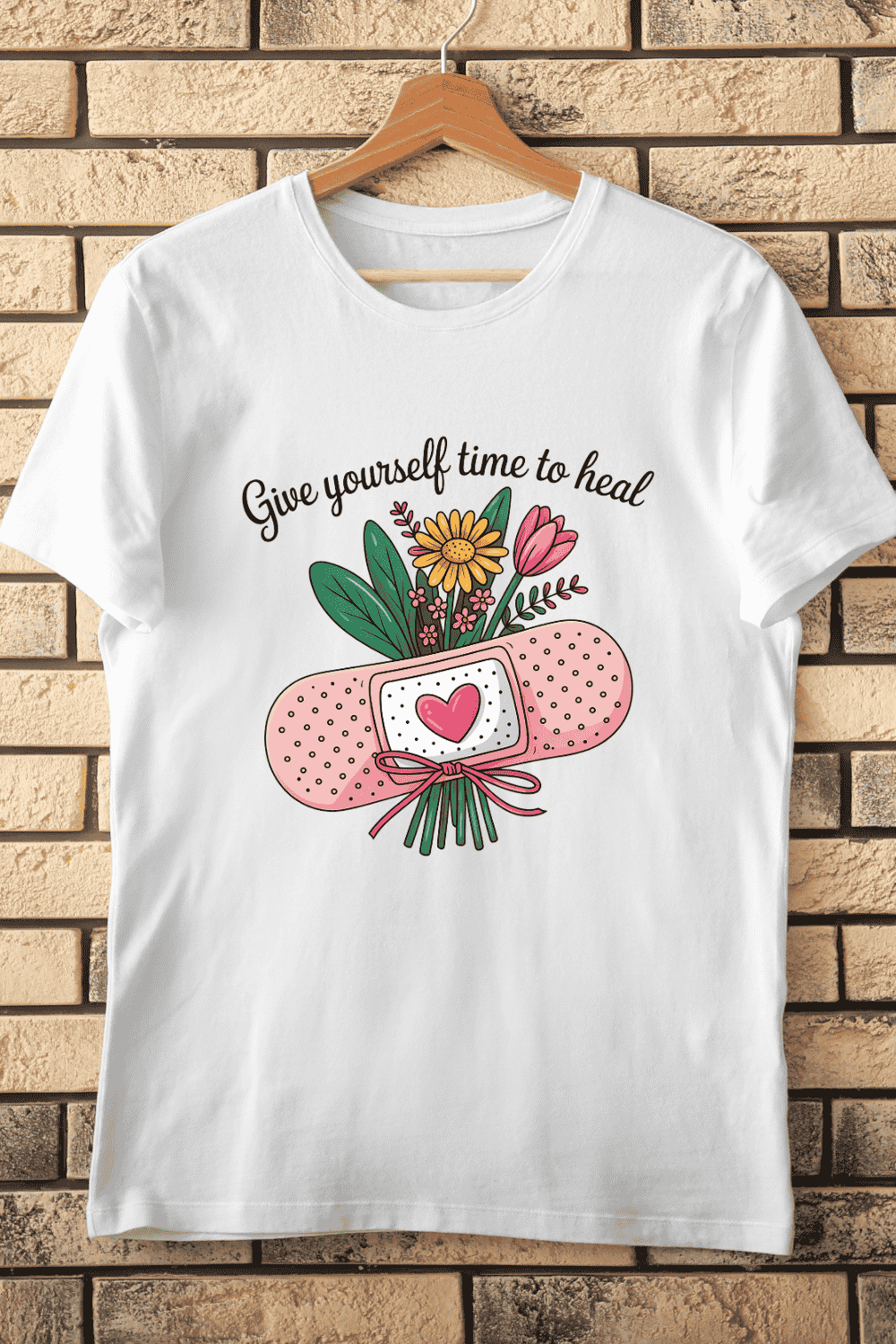 Support and Recovery with Flowers T-Shirt Design pinterest preview image.