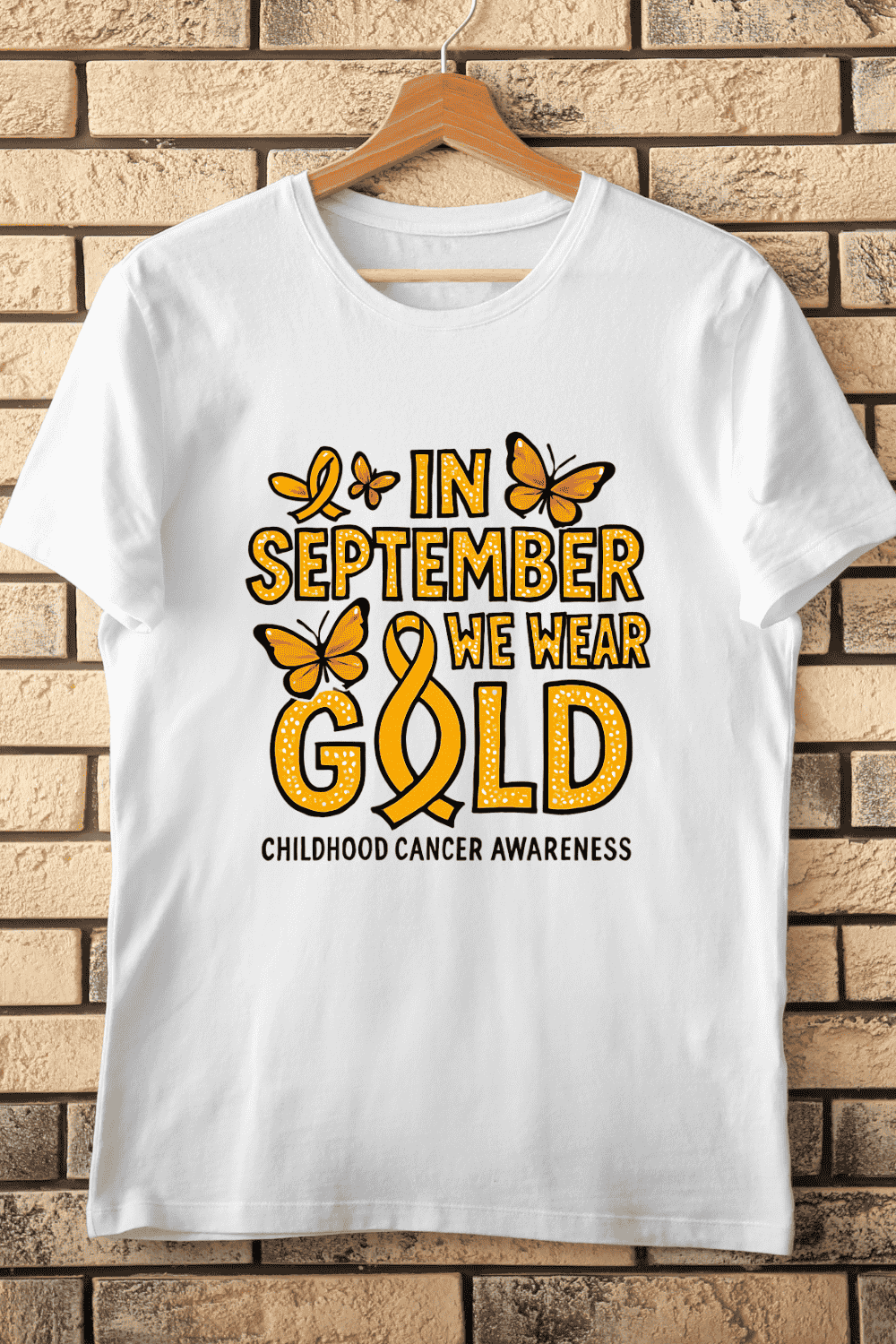 September Gold for Kids Cancer T-Shirt Design pinterest preview image.