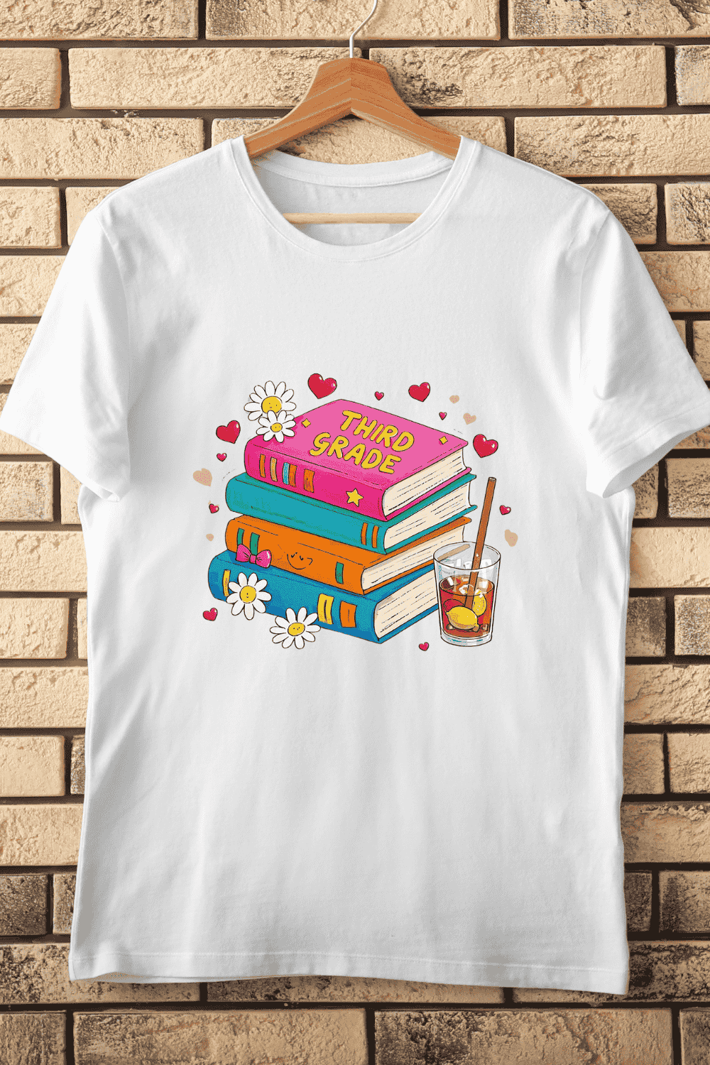 Third Grade Back to School Stack T-Shirt Design pinterest preview image.