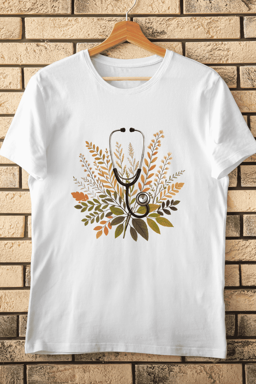 Medical and Nature Harmony T-Shirt Design pinterest preview image.