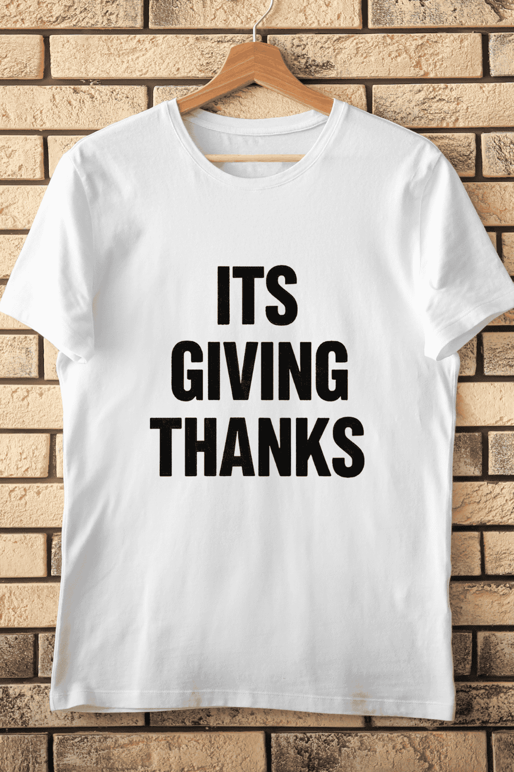 Minimalist It's Giving Thanks Thanksgiving Typography T-Shirt Design pinterest preview image.