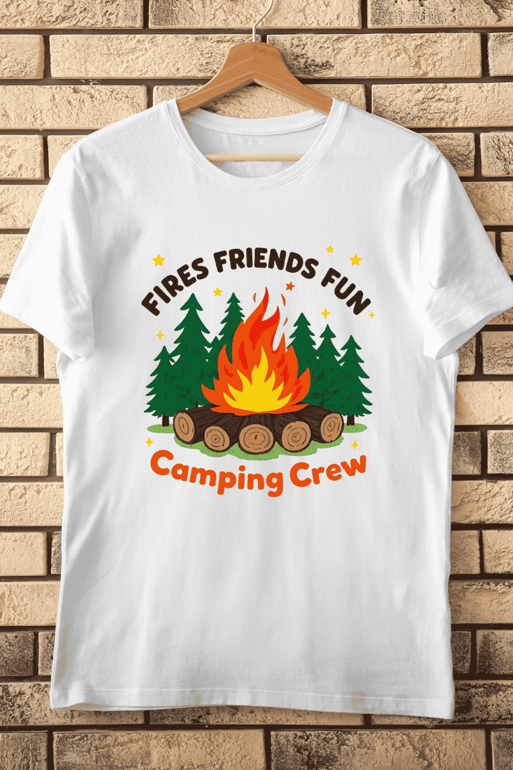 Camping Crew Campfire T-Shirt Design pinterest preview image.