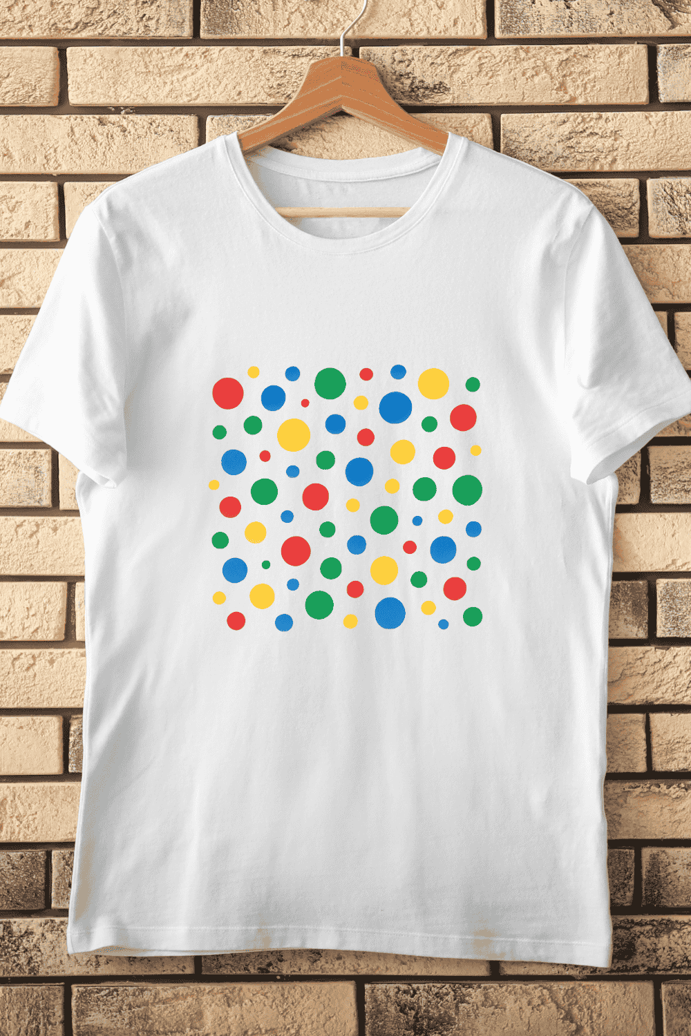 Colorful Polka Dot T-Shirt Design pinterest preview image.