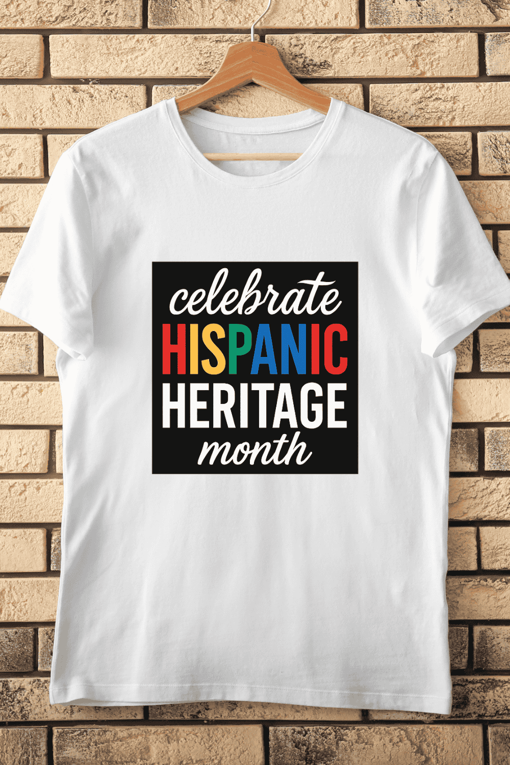 Colorful Hispanic Heritage Month Text T-Shirt Design pinterest preview image.