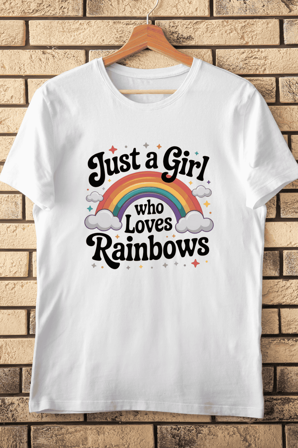 Whimsical Rainbow Quote T-Shirt Design pinterest preview image.