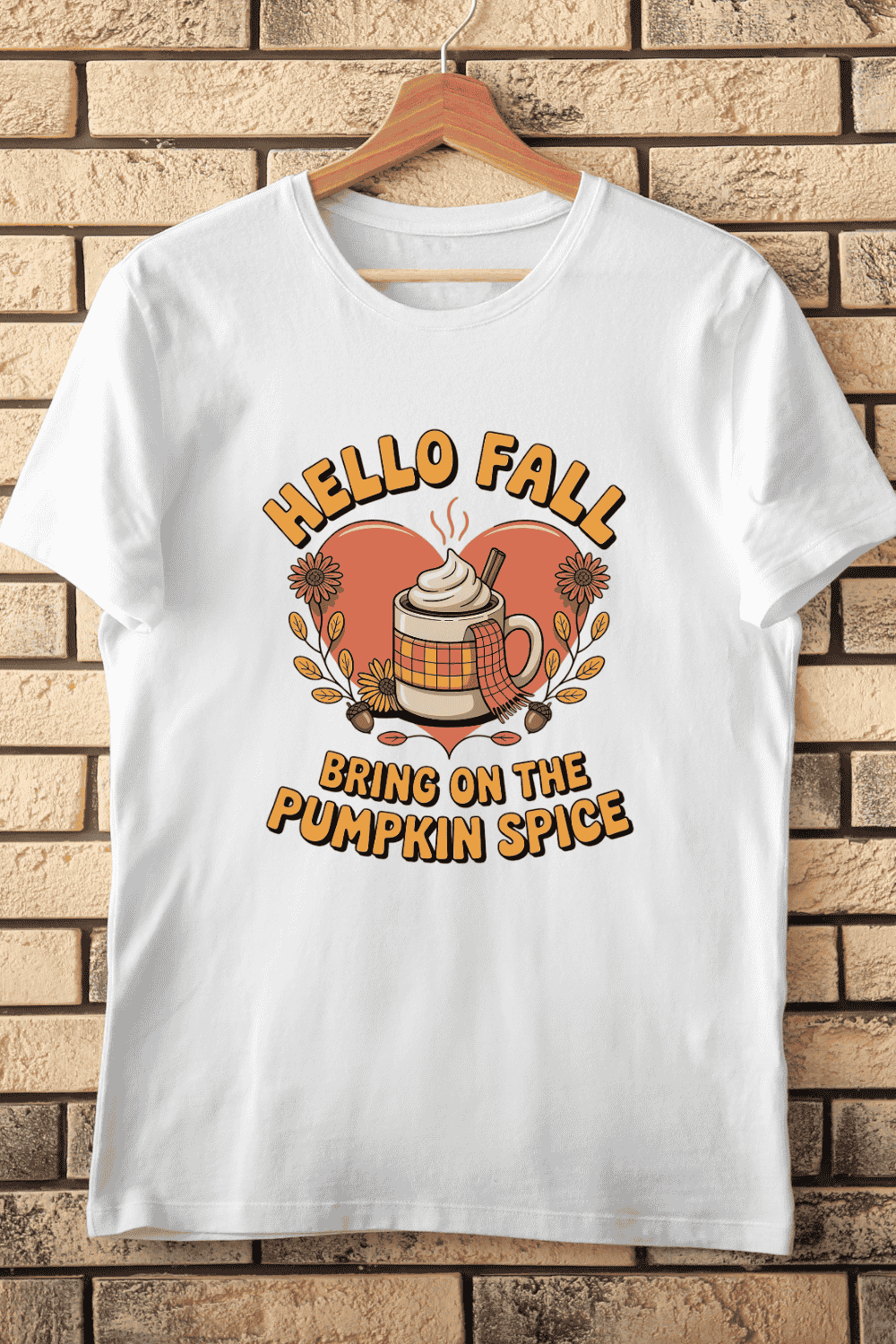 Cozy Autumn Mug Sunflowers T-Shirt Design pinterest preview image.