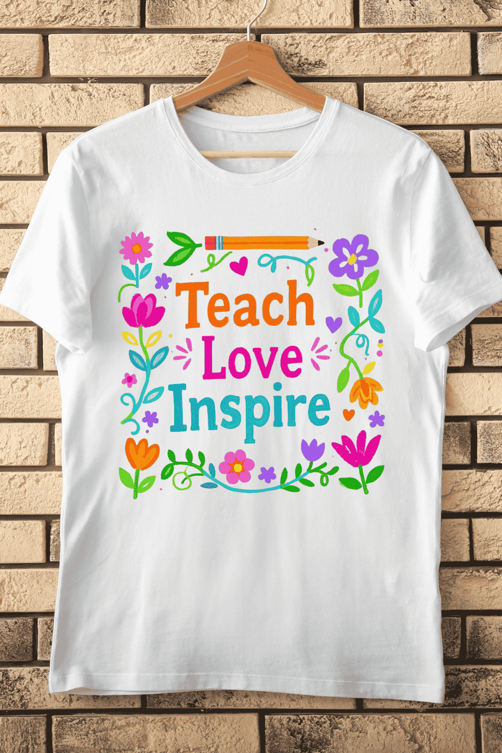 Teacher Appreciation Floral T-Shirt Design pinterest preview image.