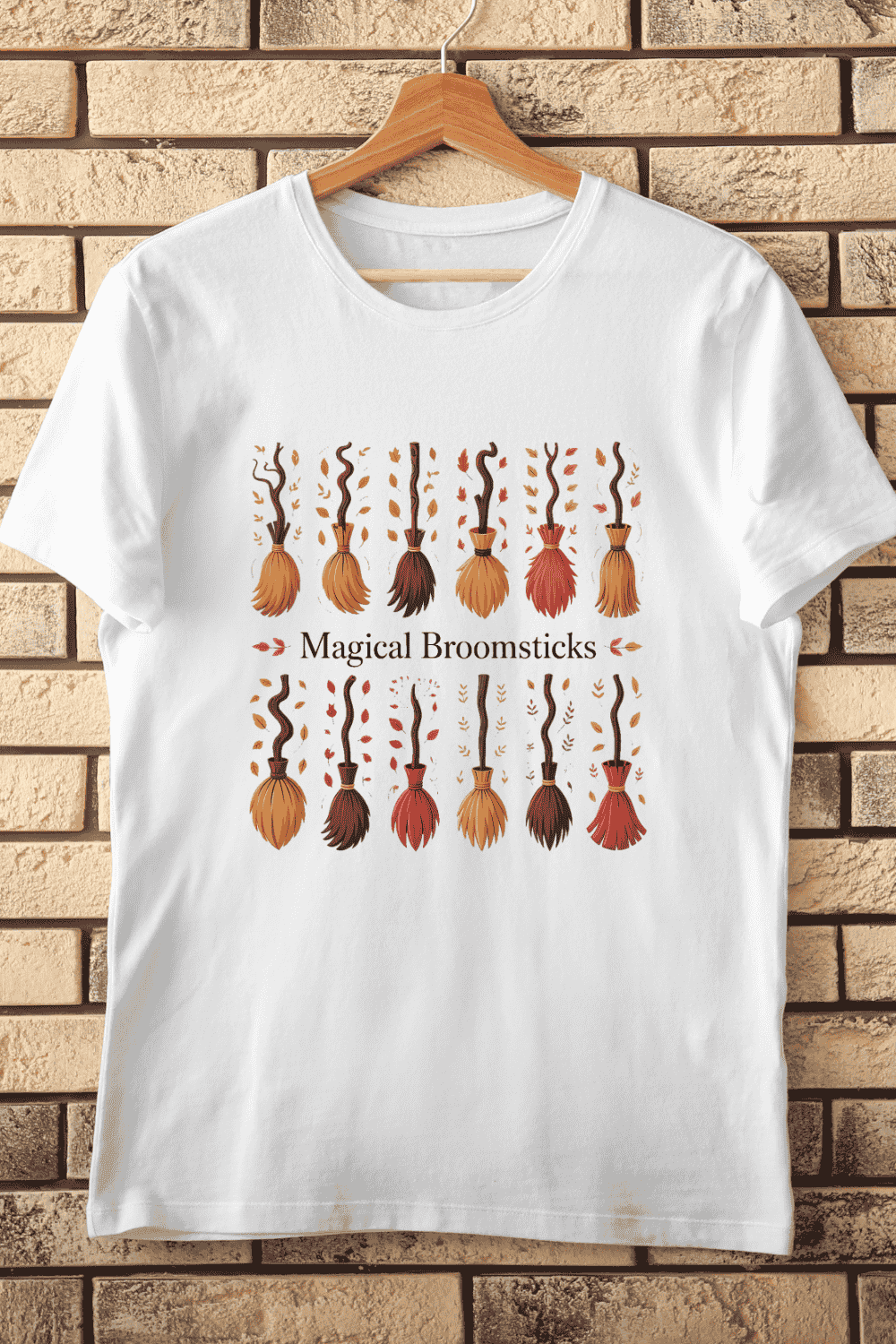 Magical Broomsticks T-Shirt Design pinterest preview image.