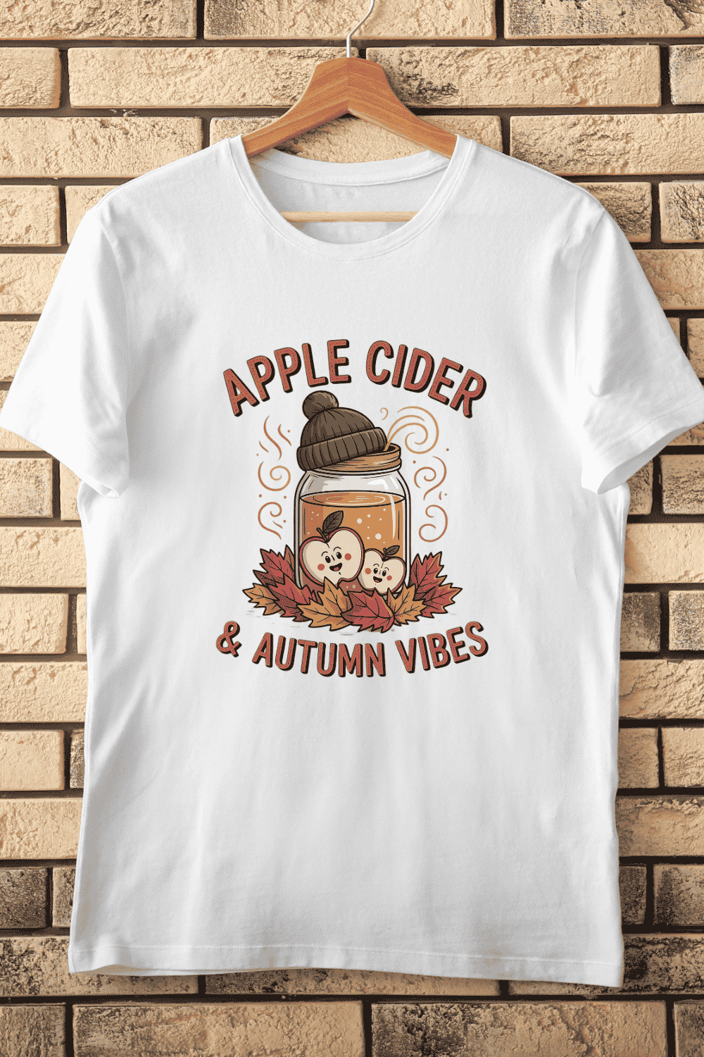 Apple Cider Autumn Vibes T-Shirt Design pinterest preview image.