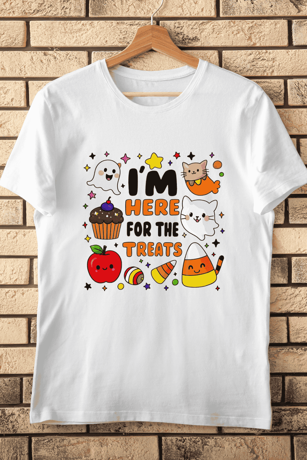 Funny Trick or Treat Quote T-Shirt Design pinterest preview image.