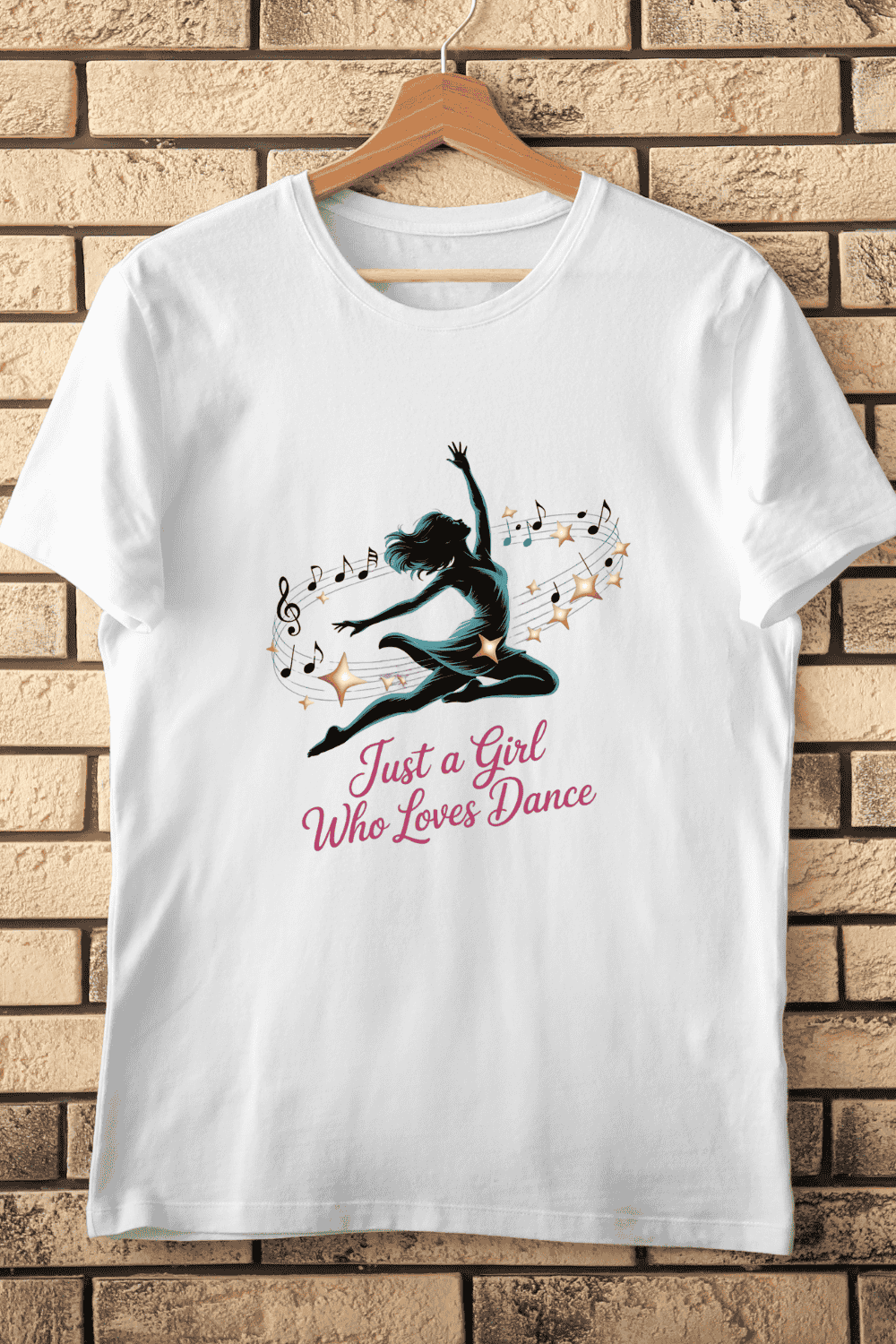Girl Who Loves Dance Musical T-Shirt Design pinterest preview image.