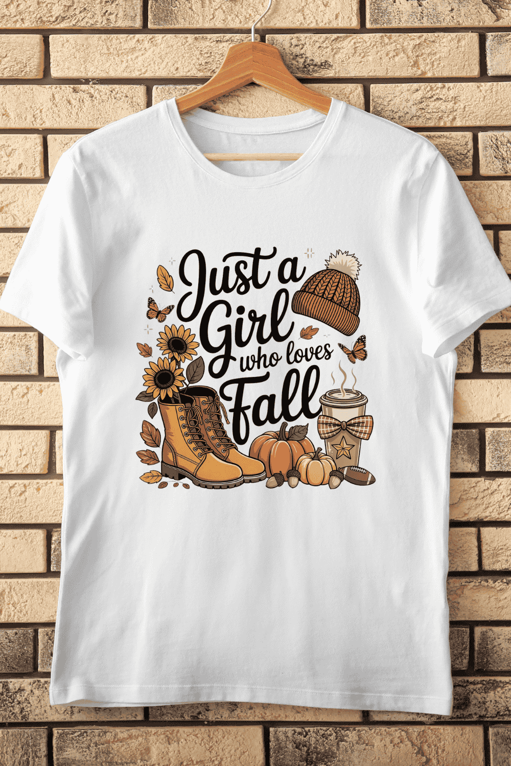 Just a Girl Who Loves Fall PNG T-Shirt Design pinterest preview image.