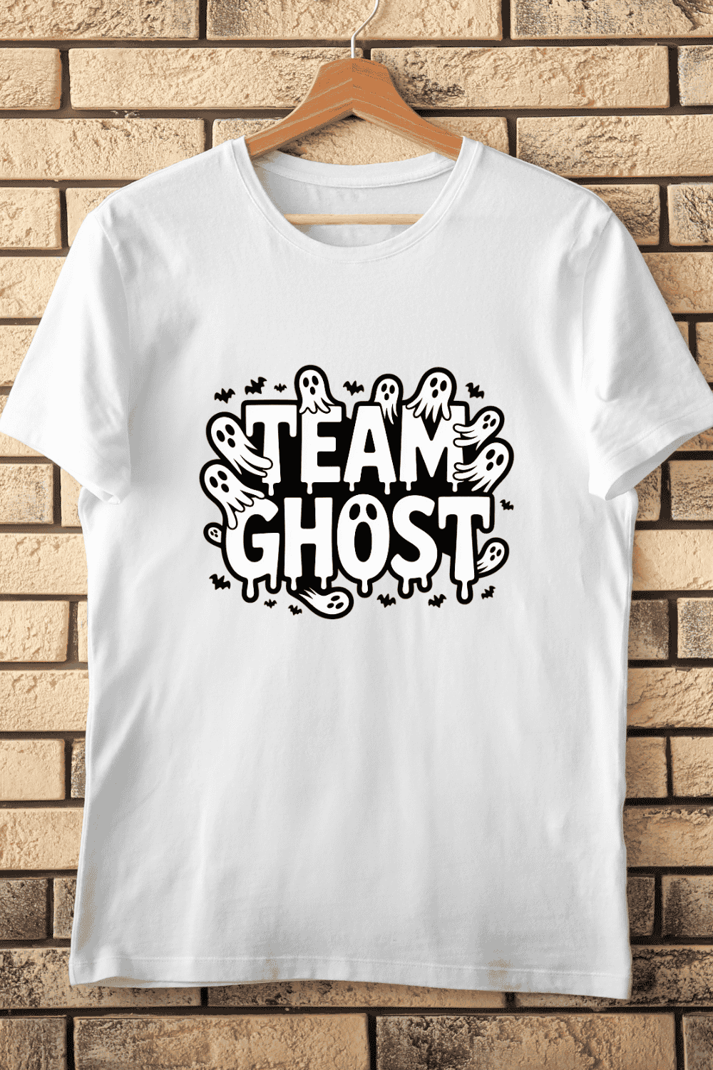 Retro Ghost Typography T-Shirt Design pinterest preview image.