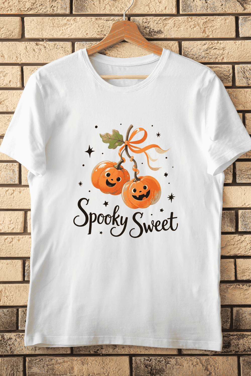 Spooky Sweet Halloween Pumpkin T-Shirt Design pinterest preview image.